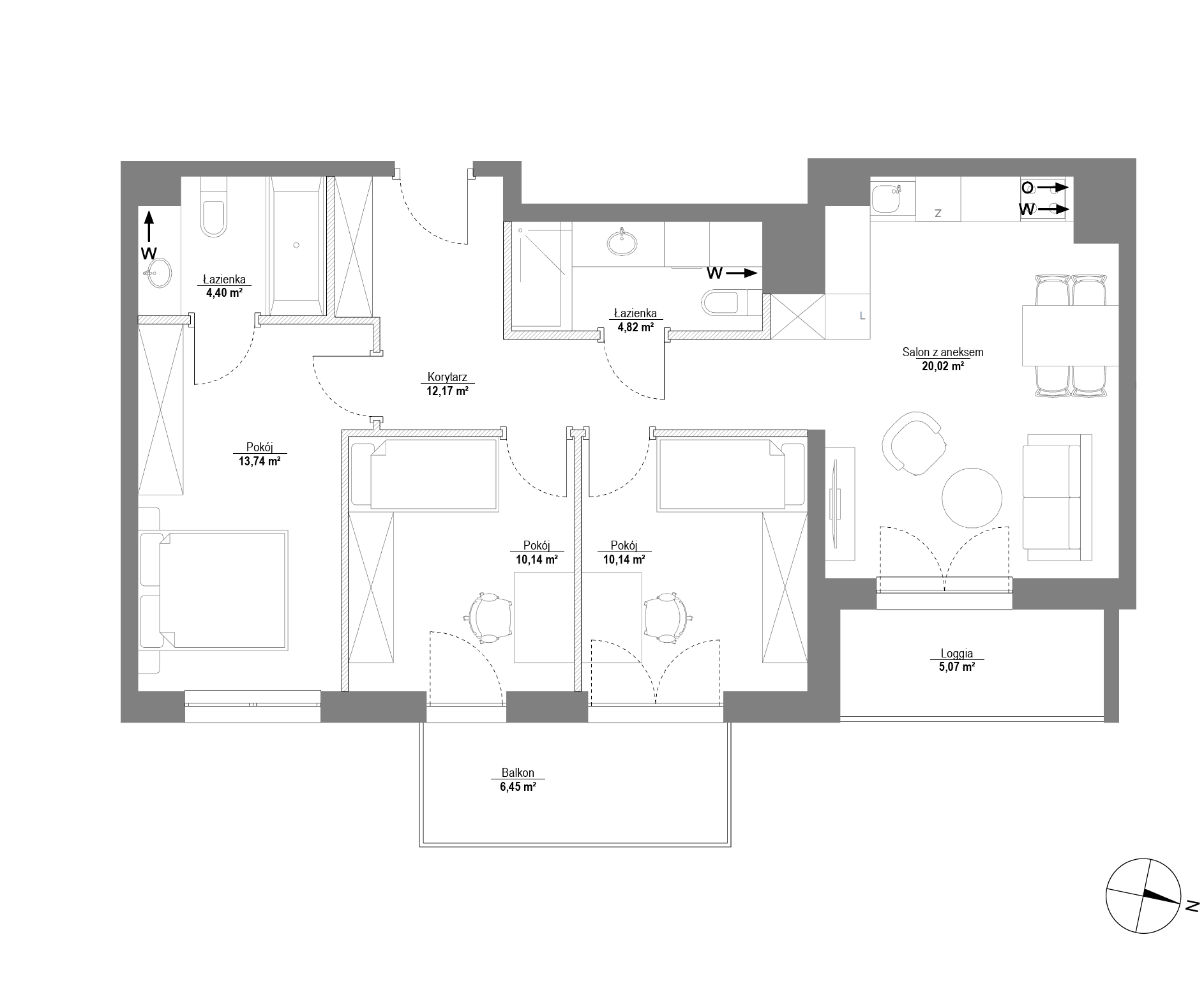 Plan 4 pok. 75m²