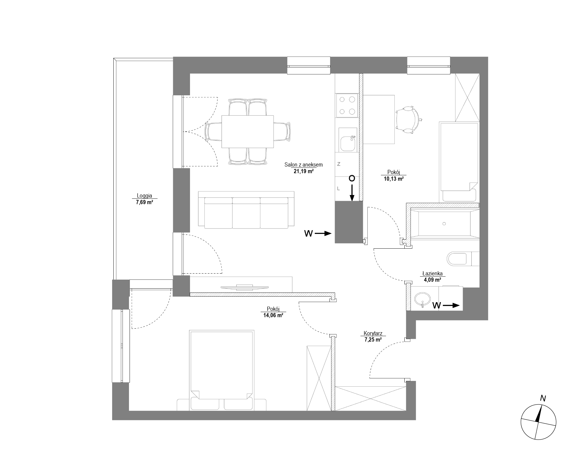 Plan 3 pok. 57m²