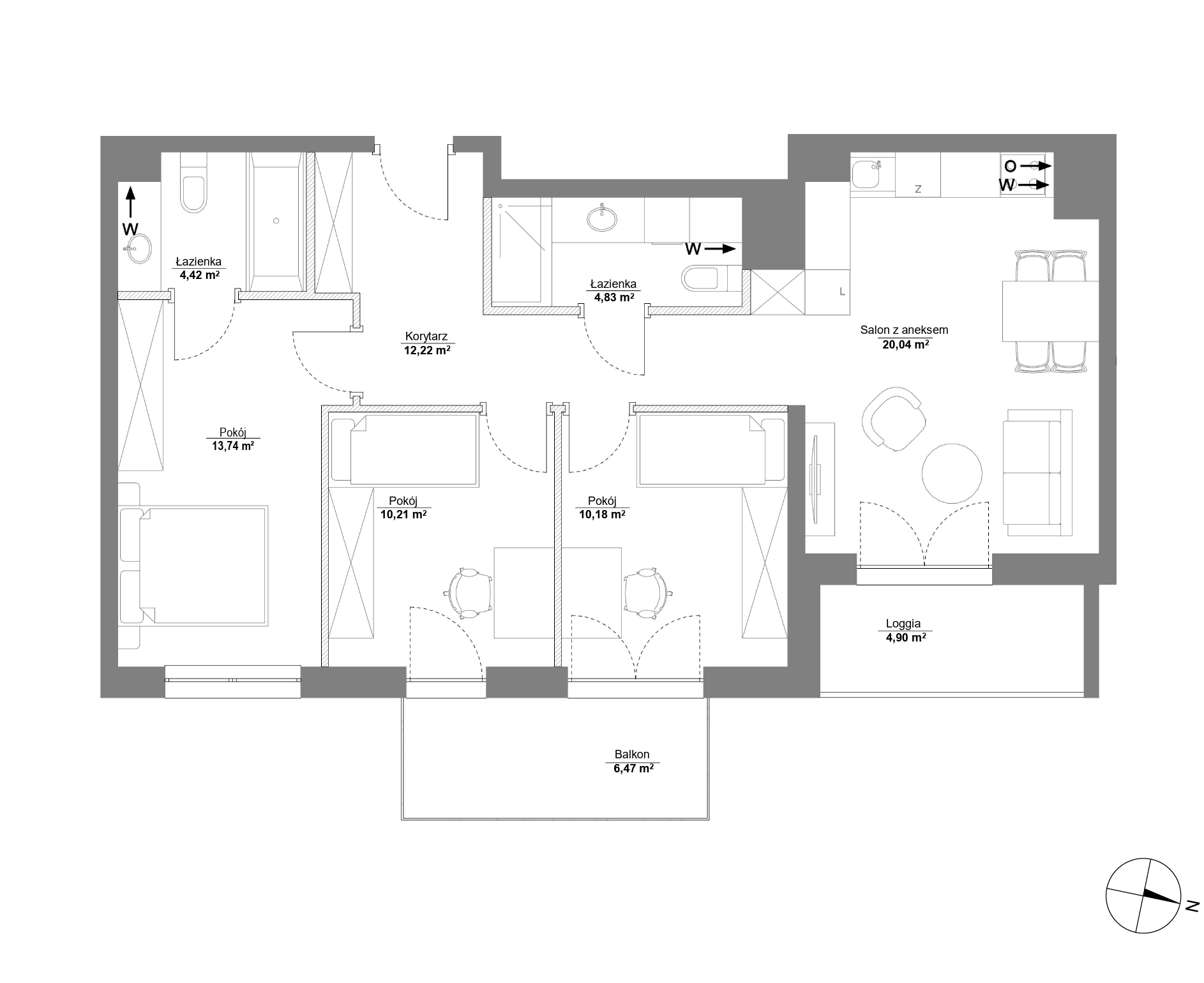 Plan 4 pok. 76m²