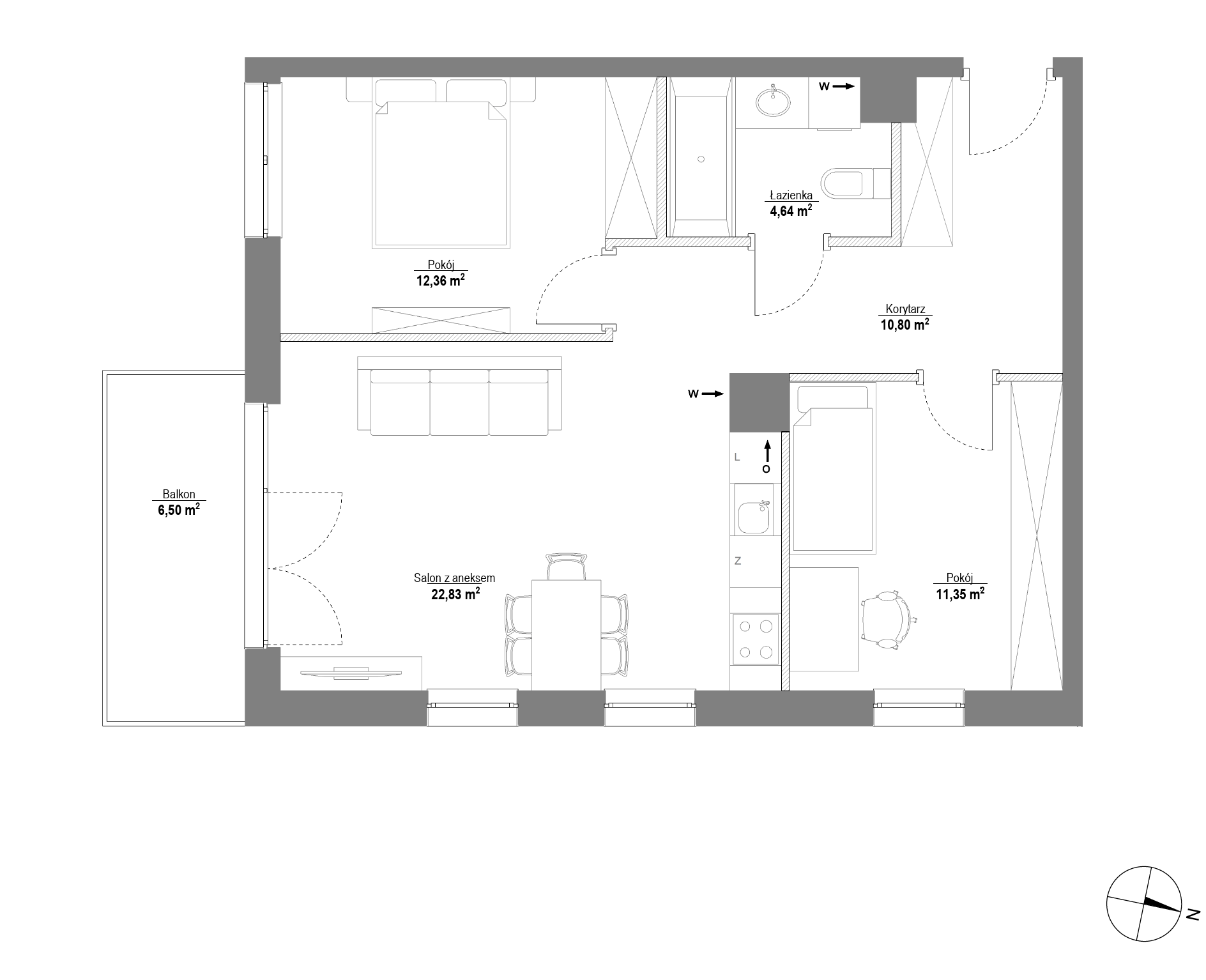 Plan 3 pok. 62m²