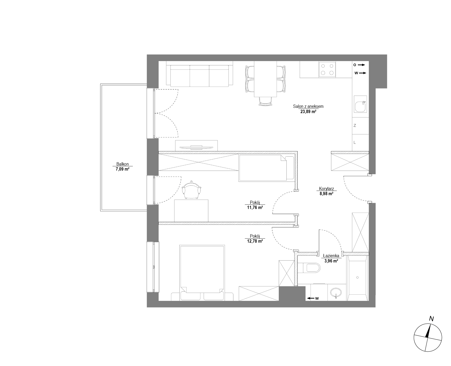 Plan 3 pok. 61m²