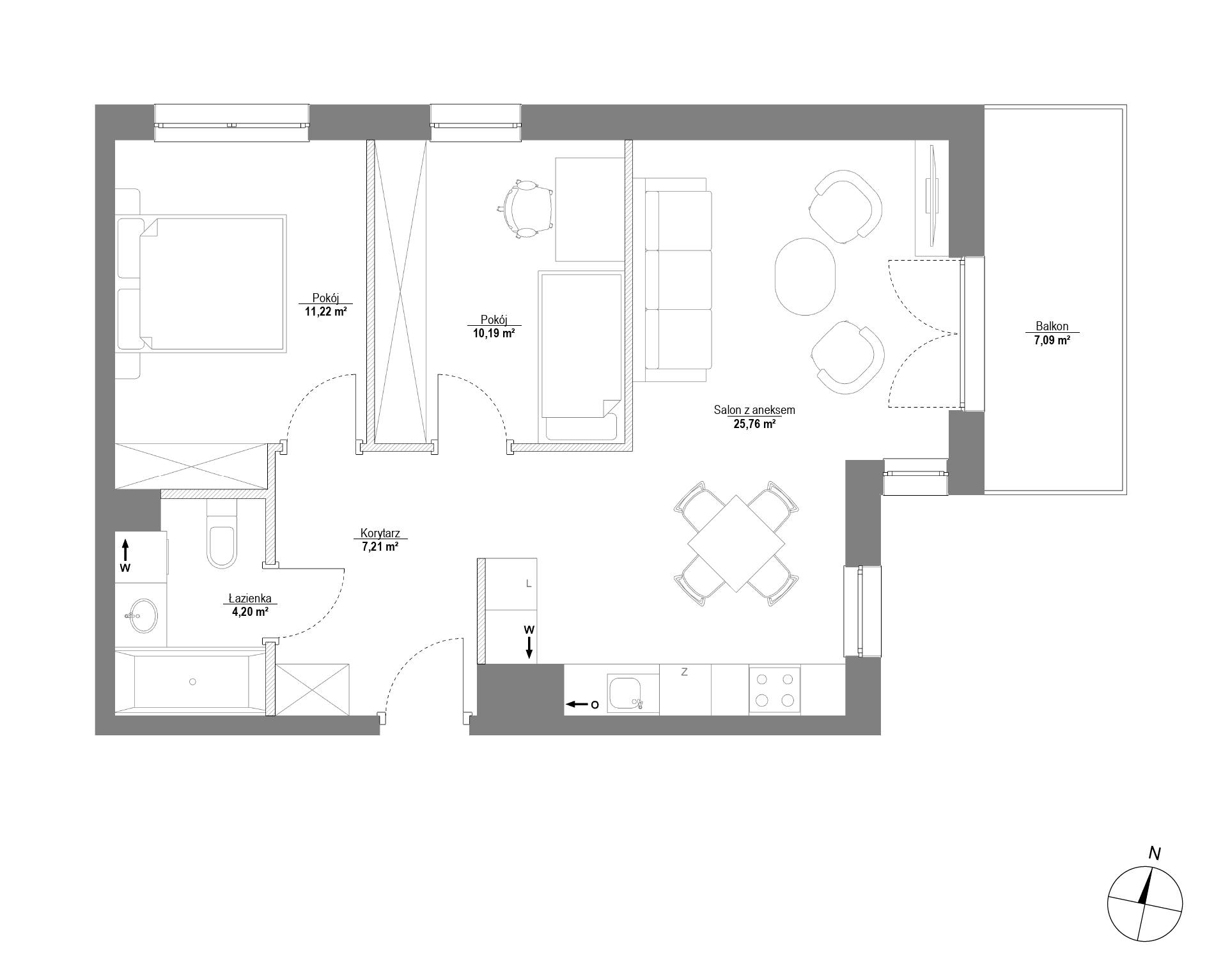 Plan 3 pok. 59m²