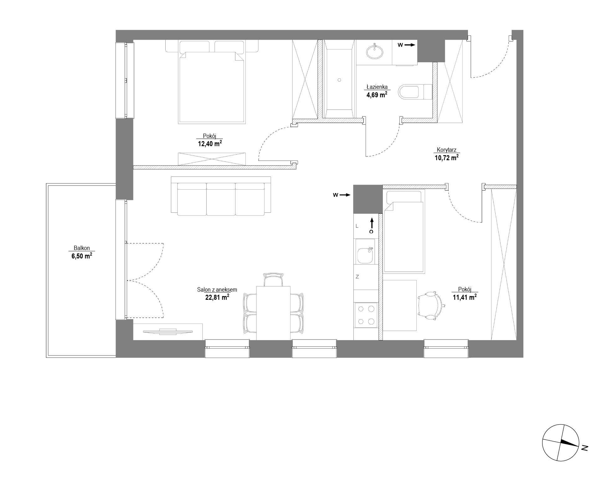 Plan 3 pok. 62m²