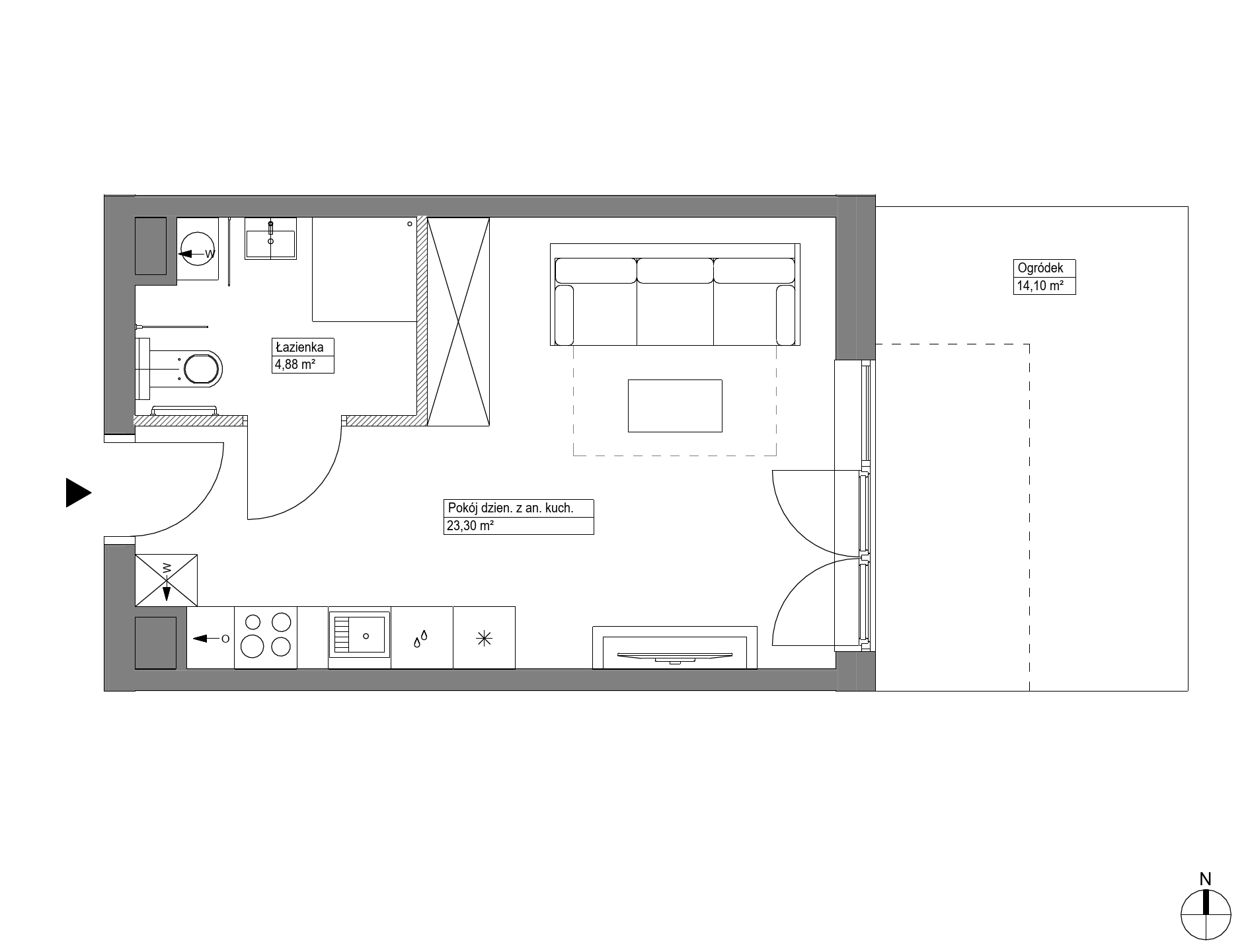 Plan 1 pok. 28m²