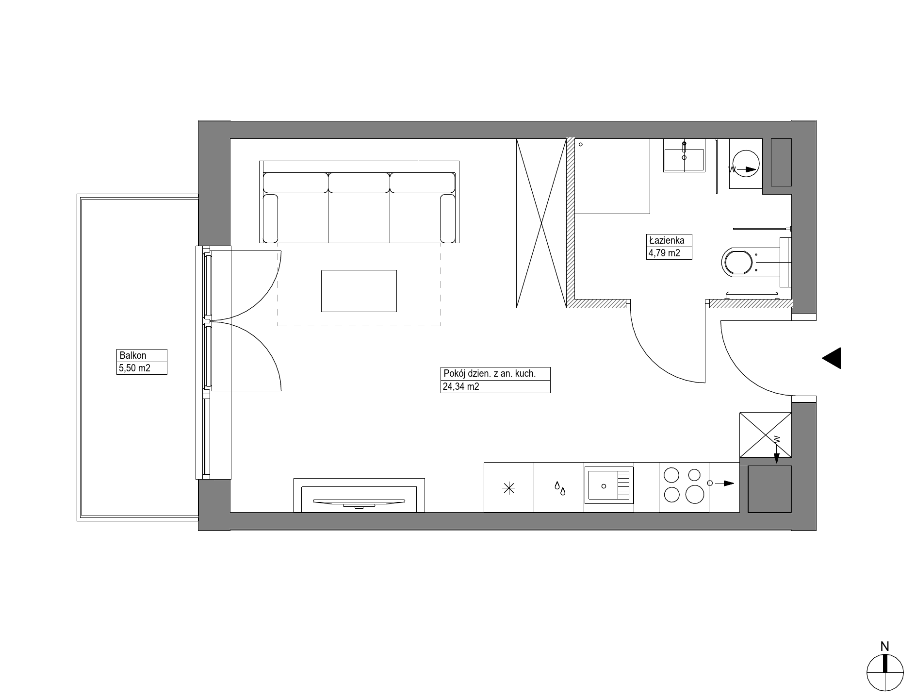 Plan 1 pok. 29m²