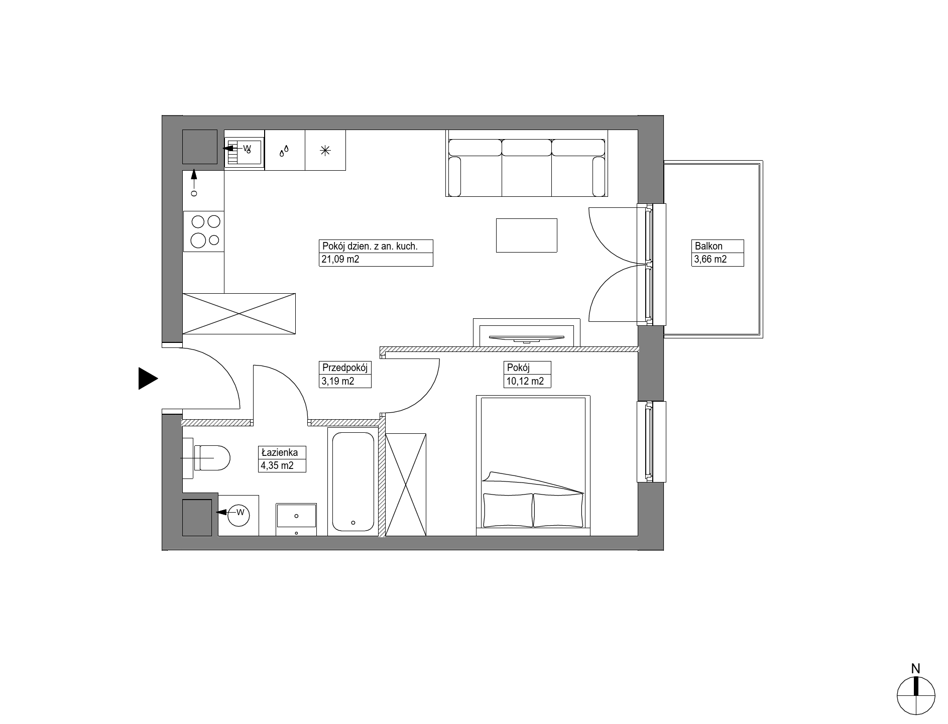 Plan 2 pok. 39m²