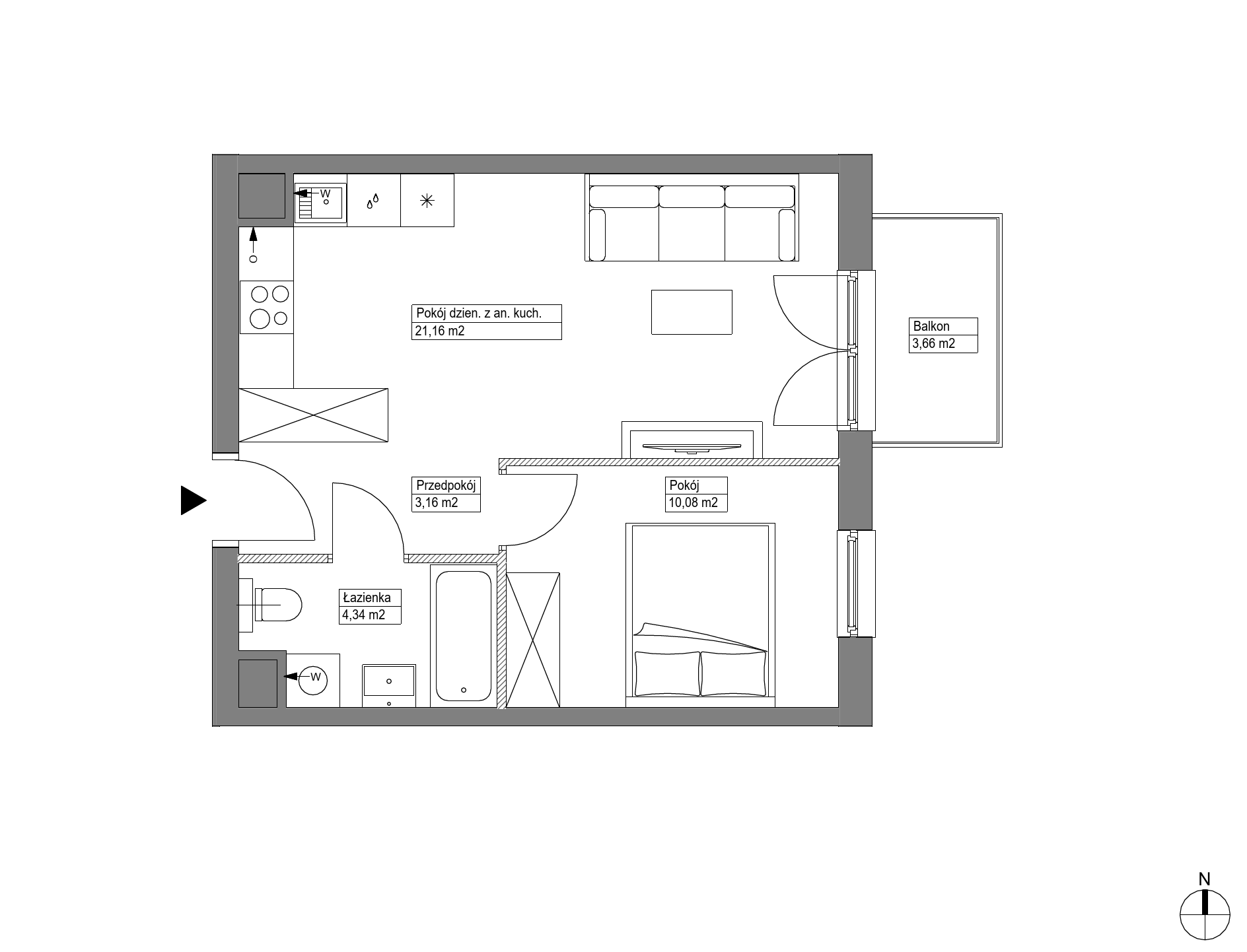 Plan 2 pok. 39m²