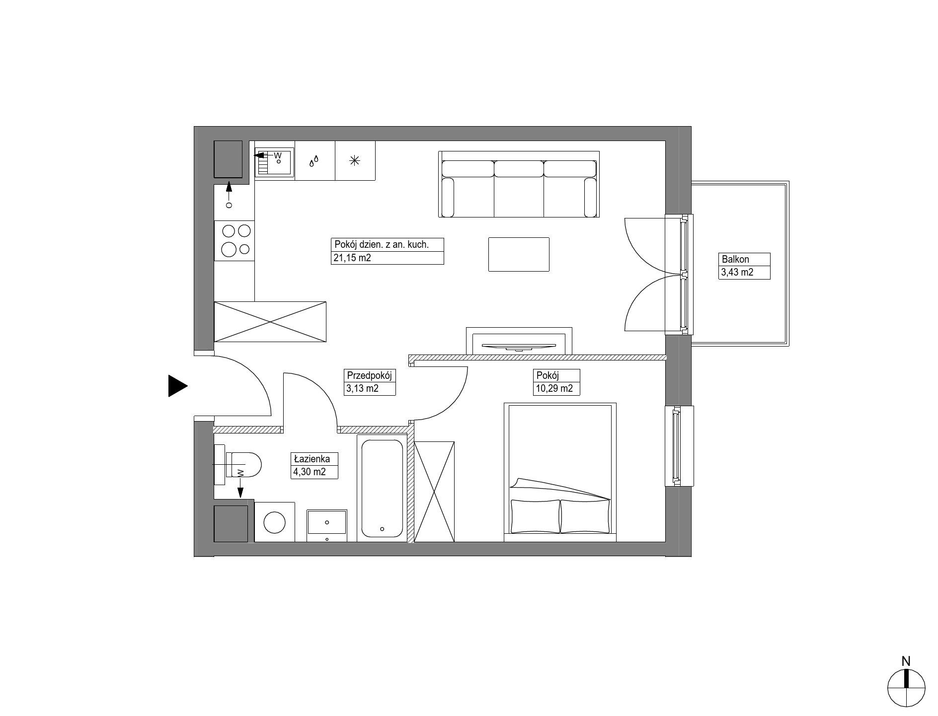 Plan 2 pok. 39m²