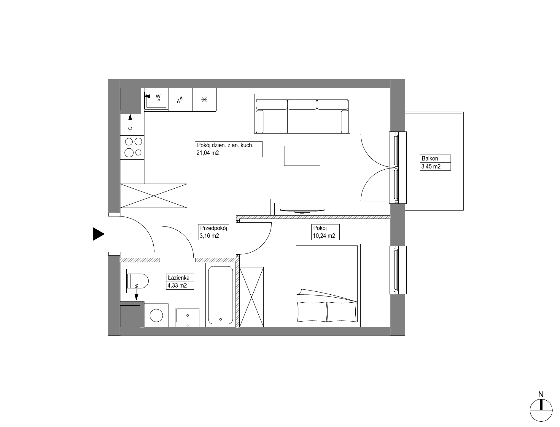 Plan 2 pok. 39m²