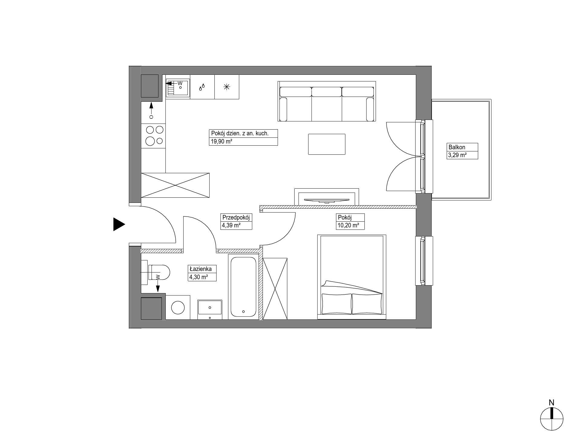 Plan 2 pok. 39m²