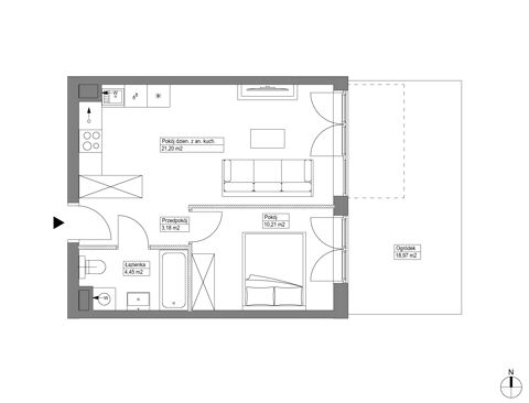 Plan 2 pok. 39m²