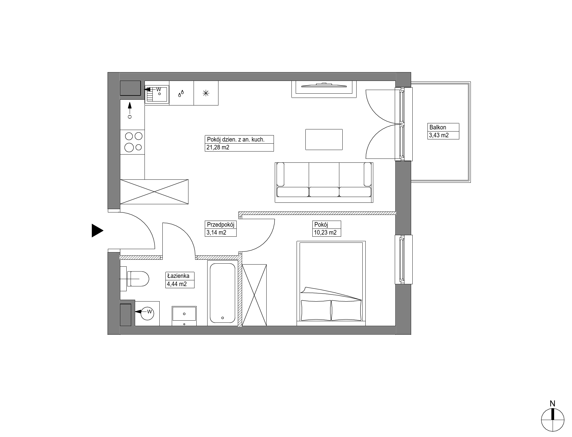Plan 2 pok. 39m²