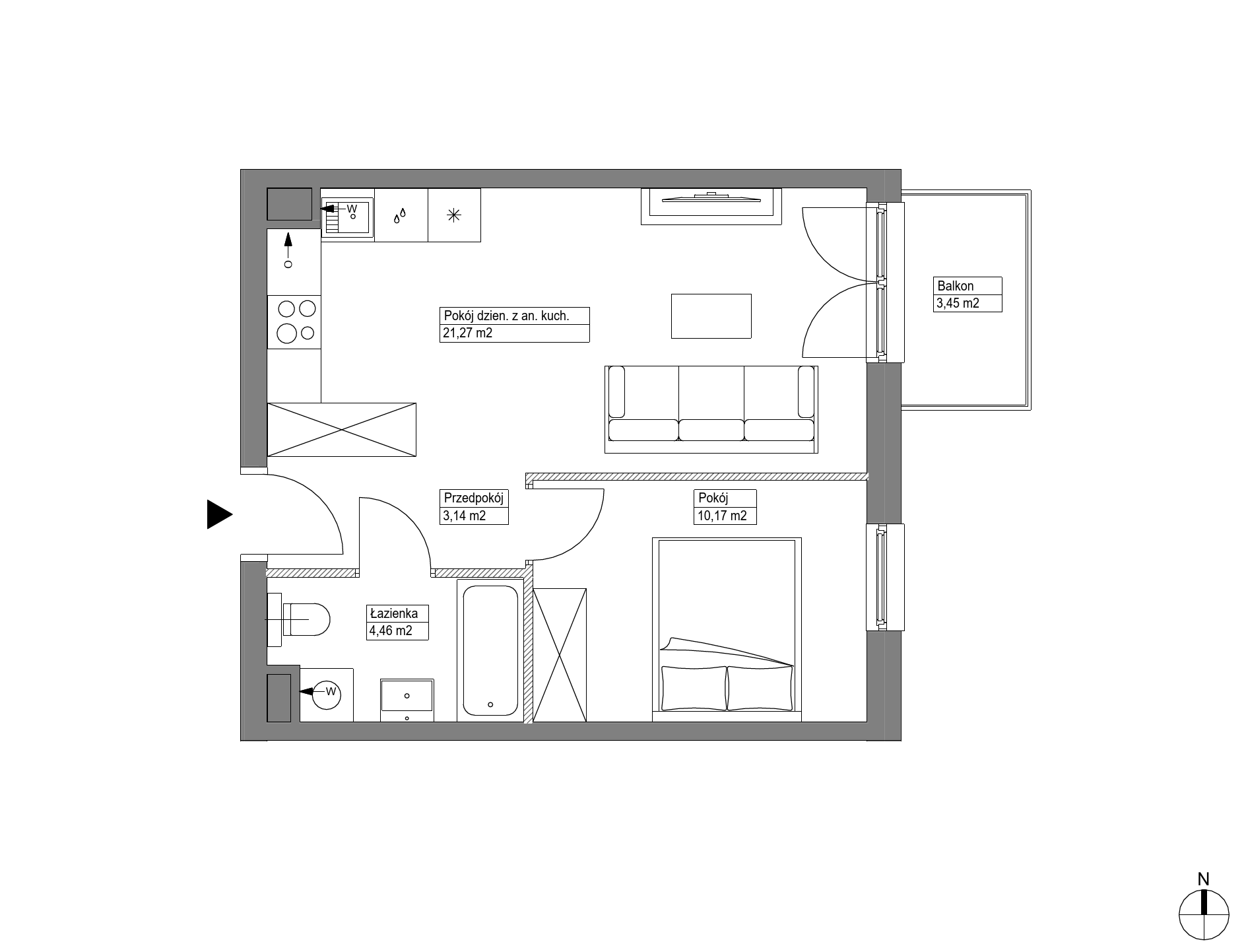 Plan 2 pok. 39m²