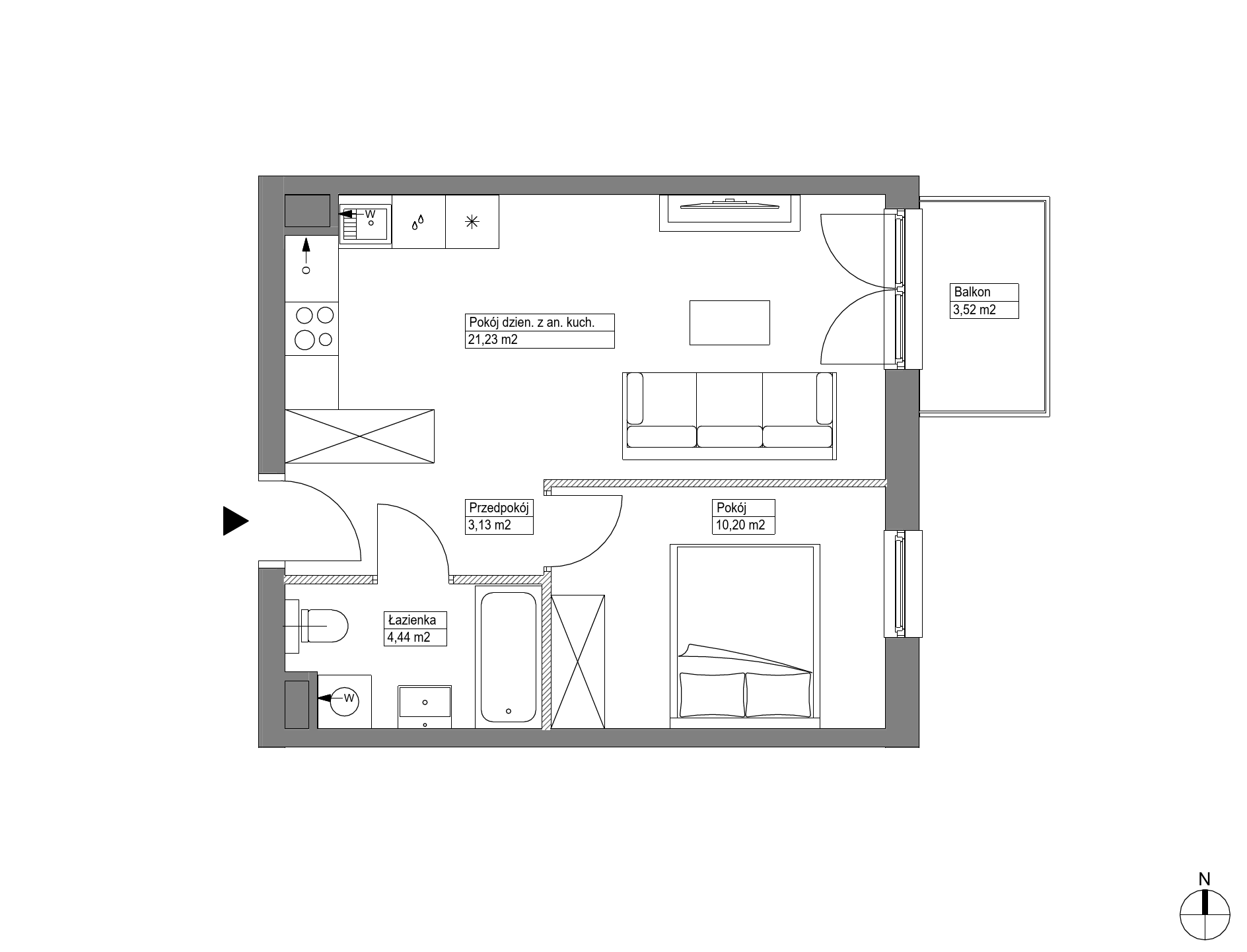 Plan 2 pok. 39m²