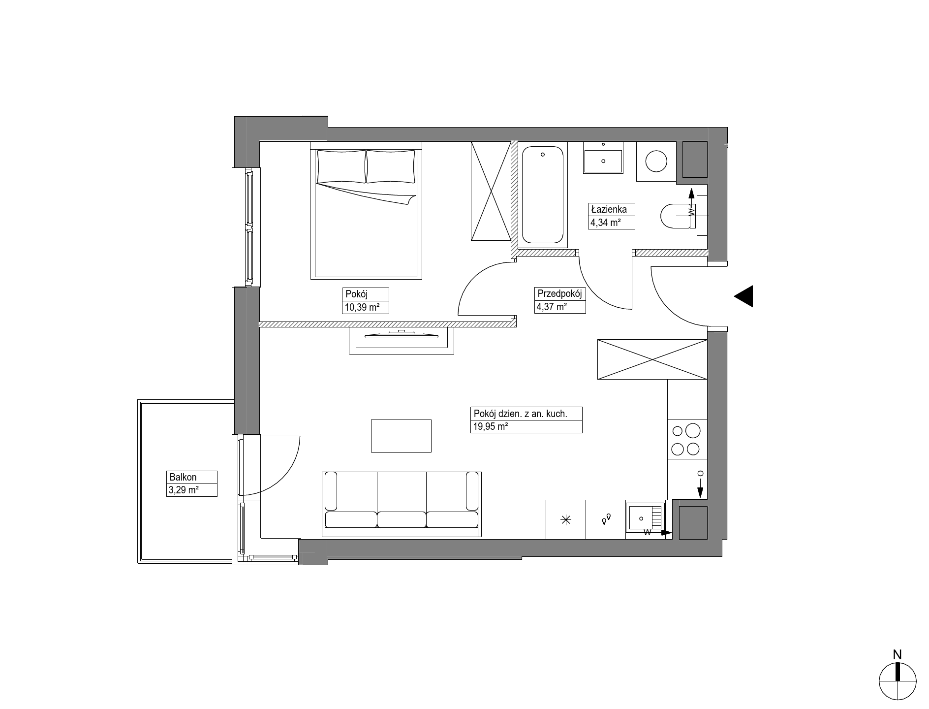 Plan 2 pok. 39m²