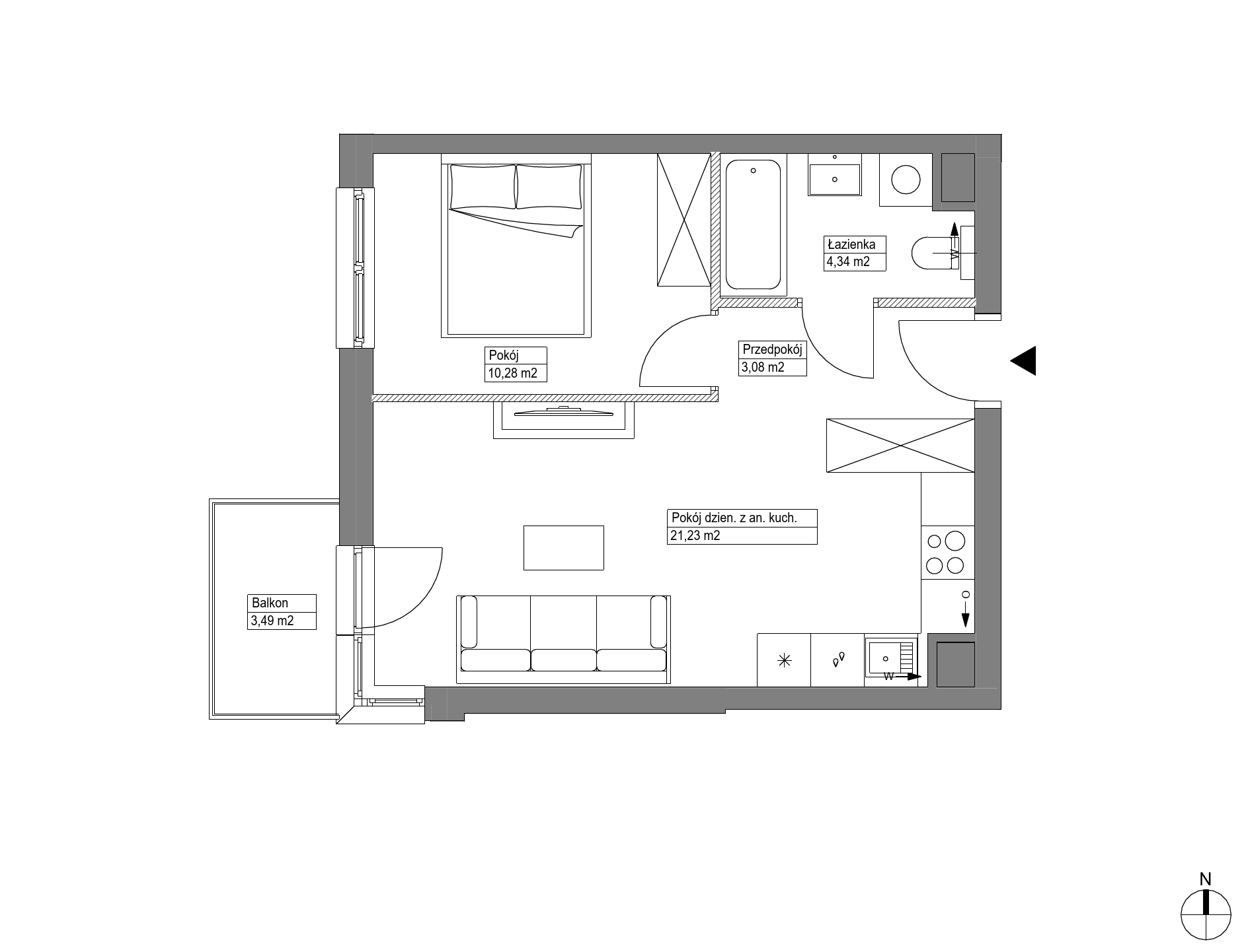 Plan 2 pok. 39m²