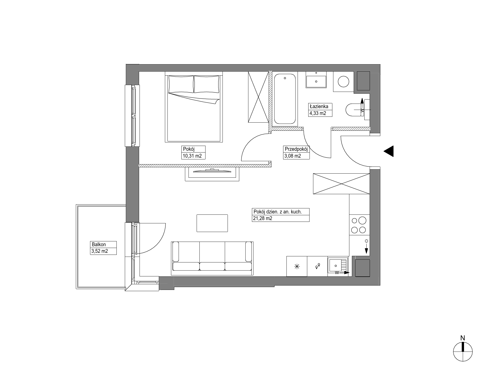 Plan 2 pok. 39m²