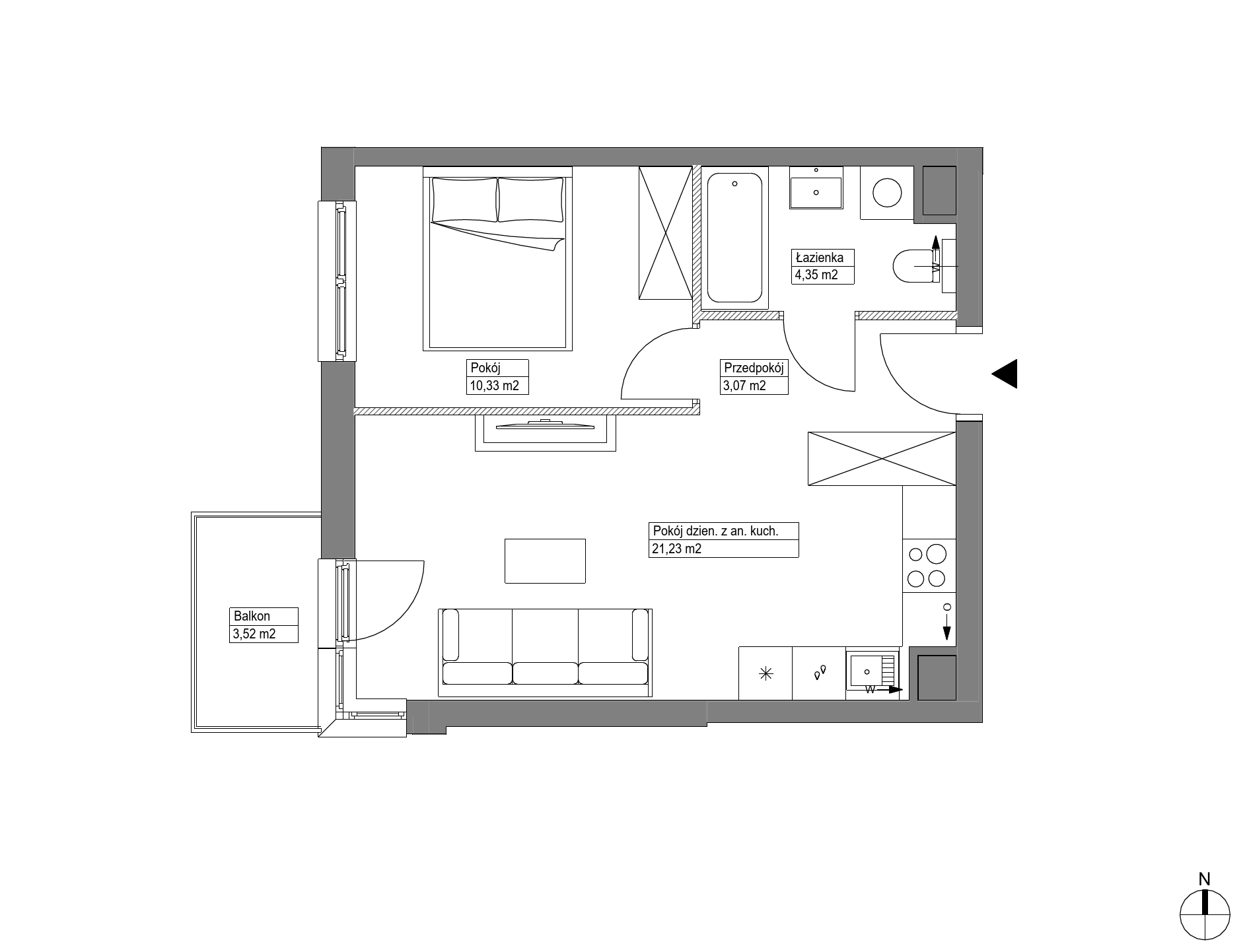 Plan 2 pok. 39m²