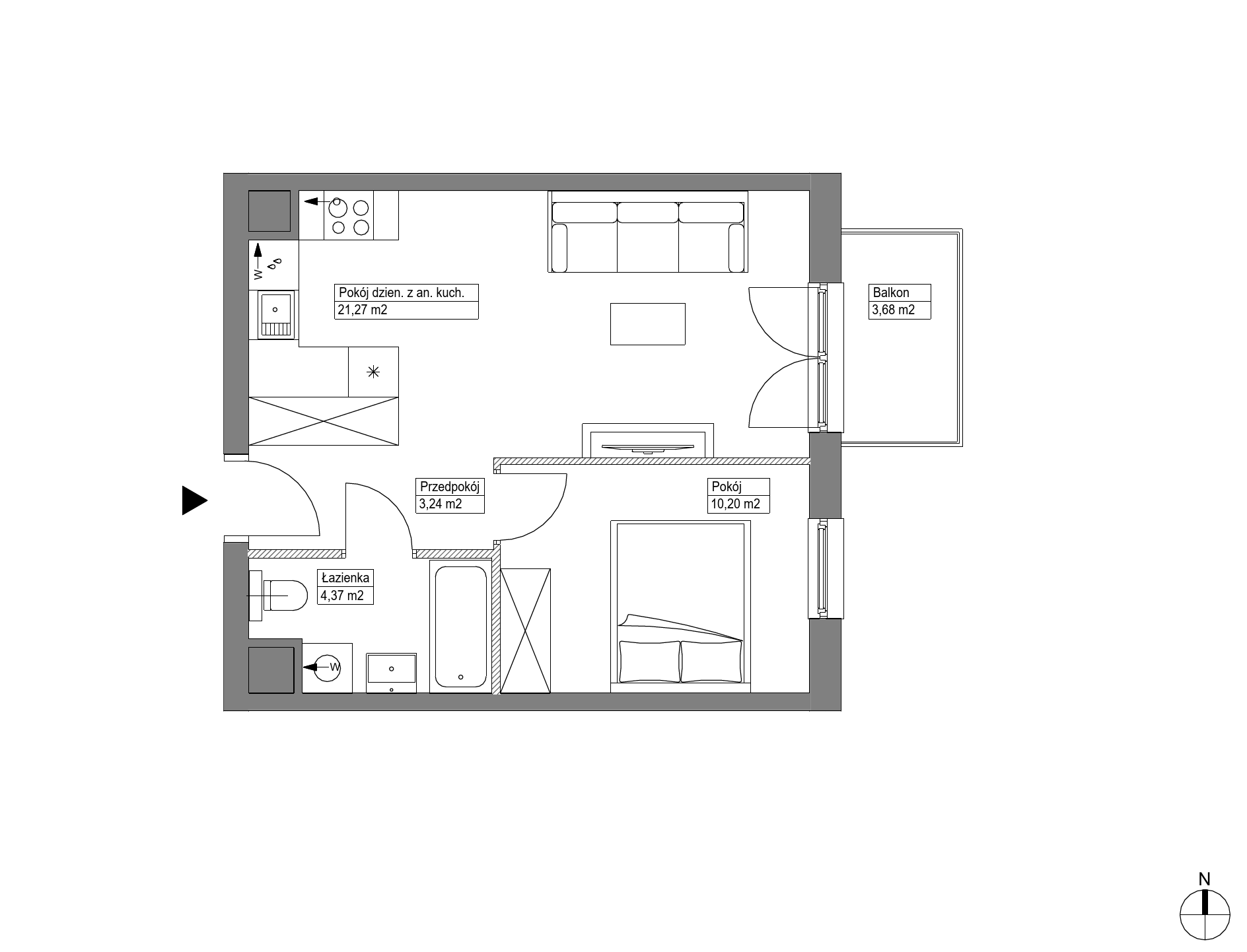Plan 2 pok. 39m²