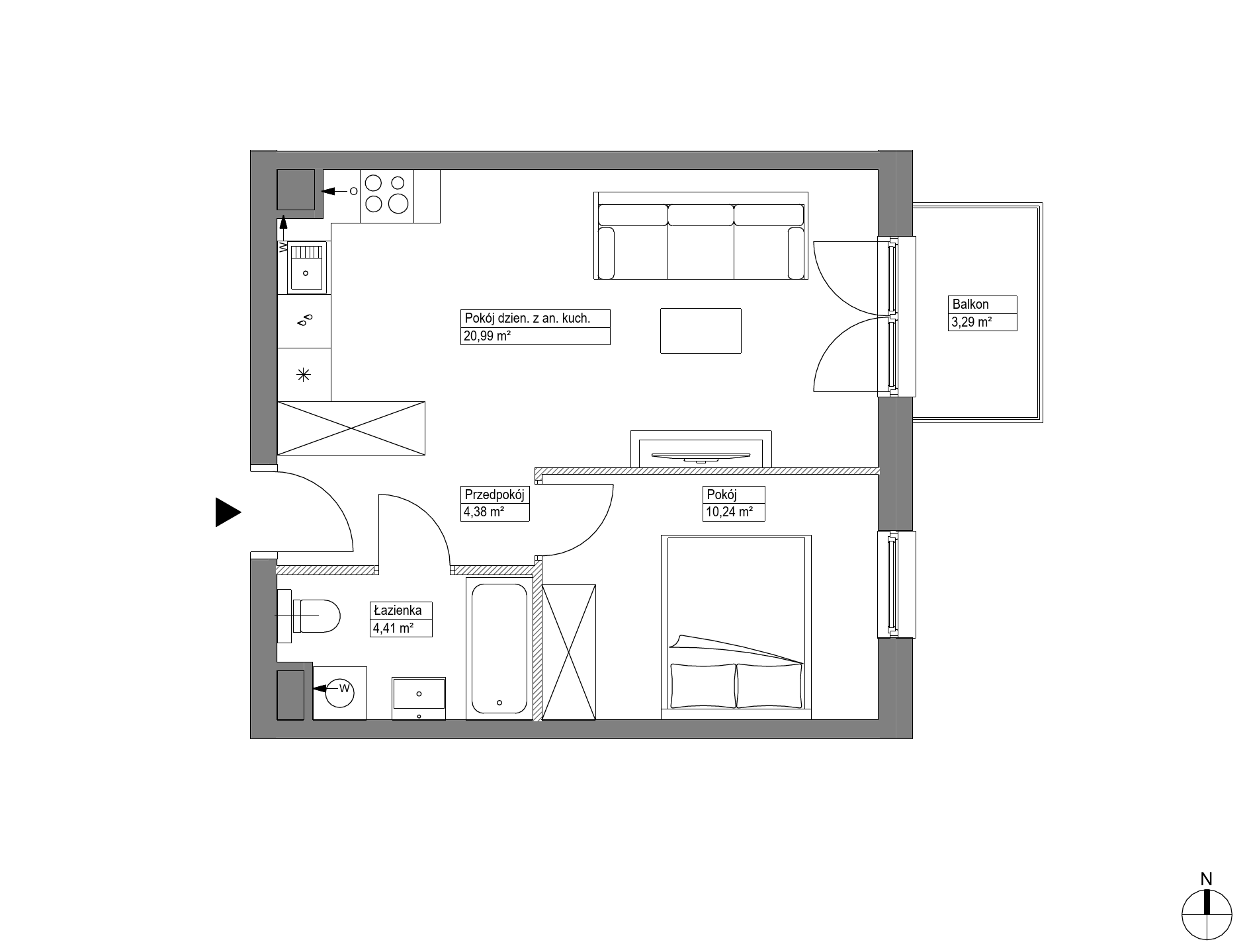 Plan 2 pok. 40m²