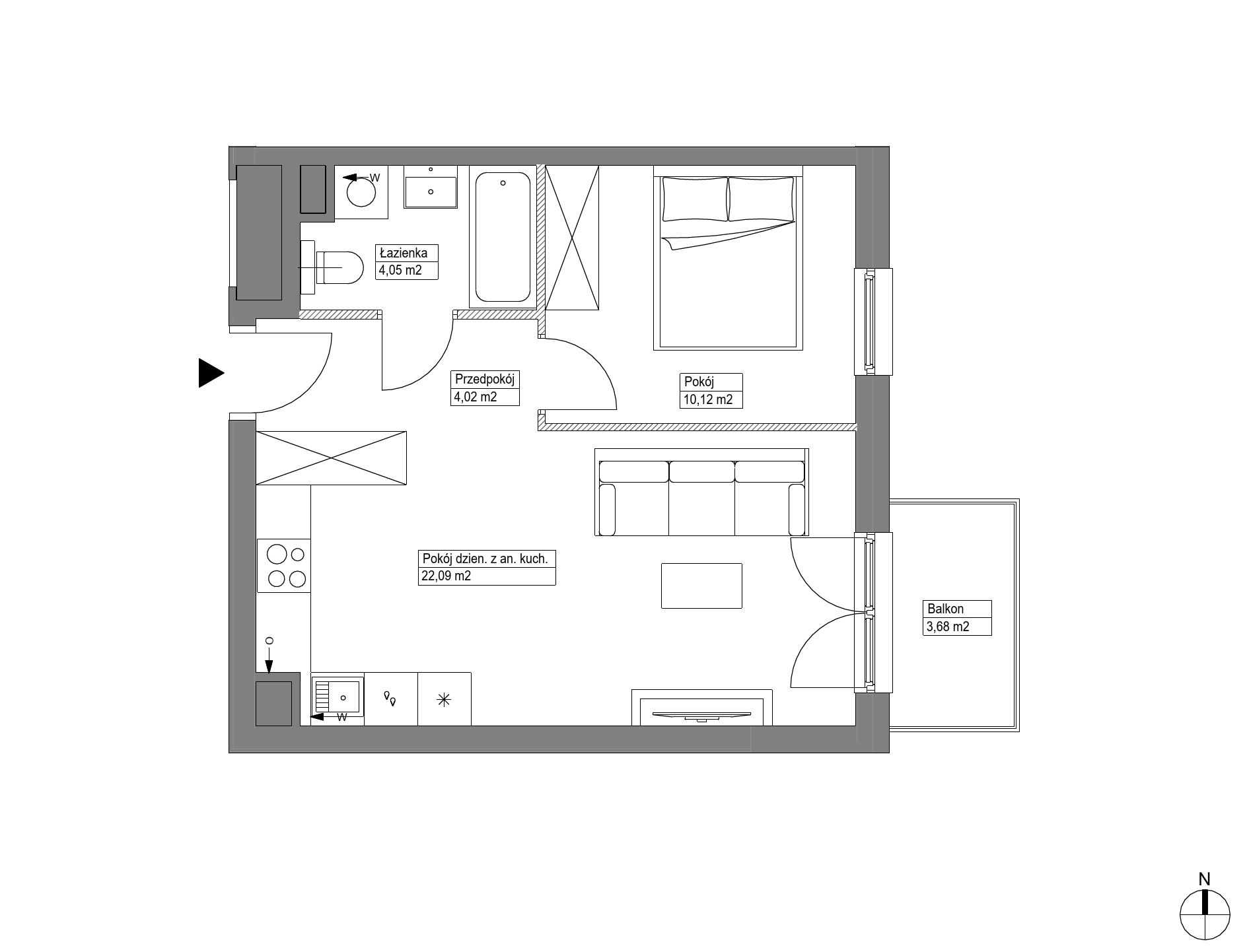 Plan 2 pok. 40m²