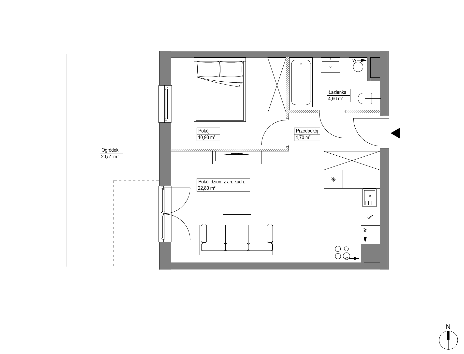 Plan 2 pok. 43m²