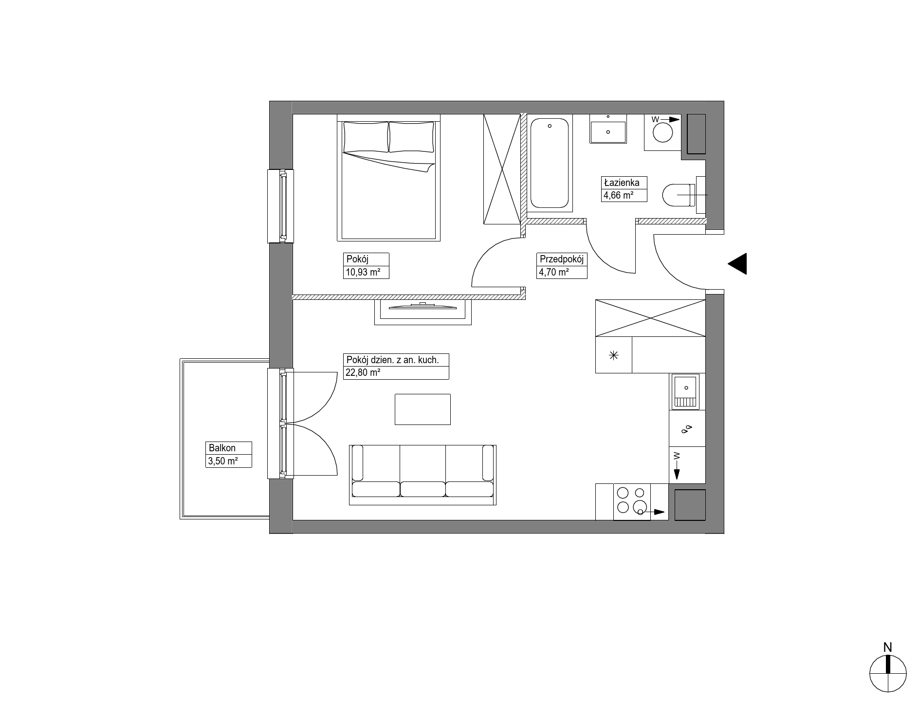 Plan 2 pok. 43m²