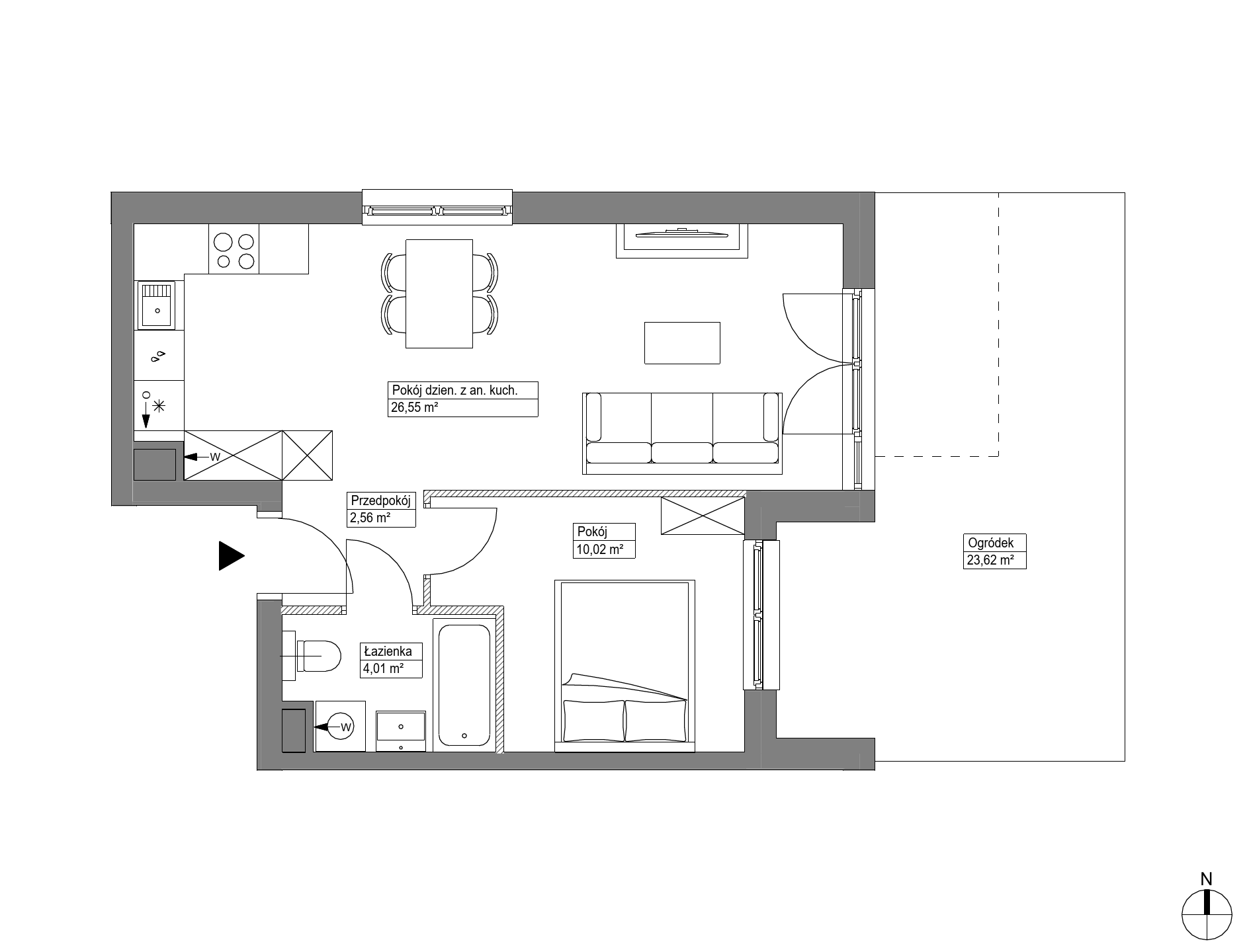 Plan 2 pok. 43m²