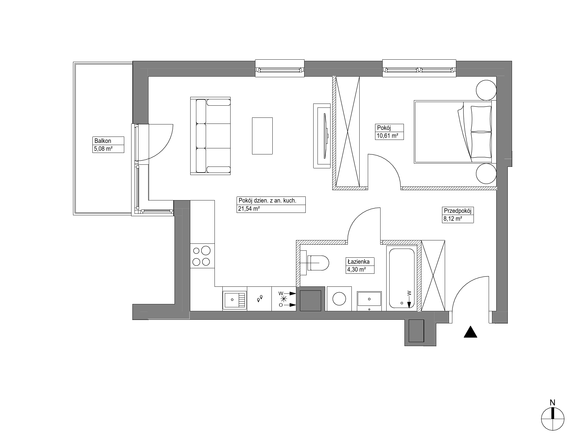 Plan 2 pok. 45m²