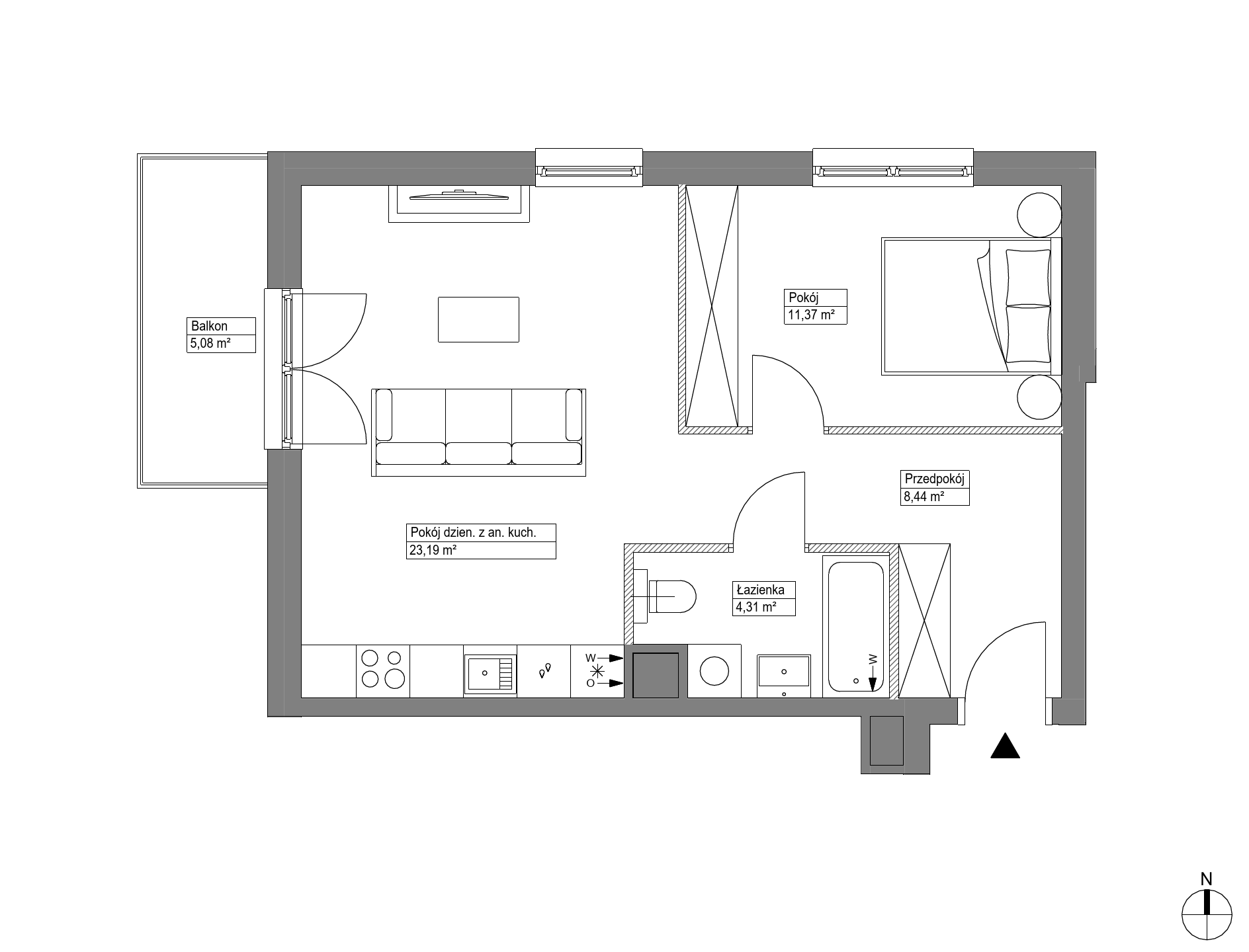 Plan 2 pok. 47m²