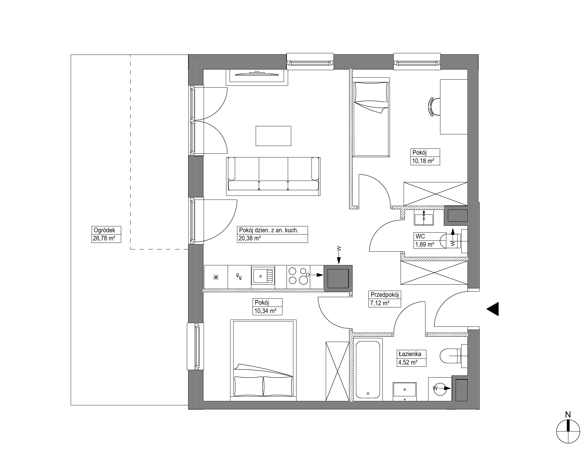 Plan 3 pok. 54m²