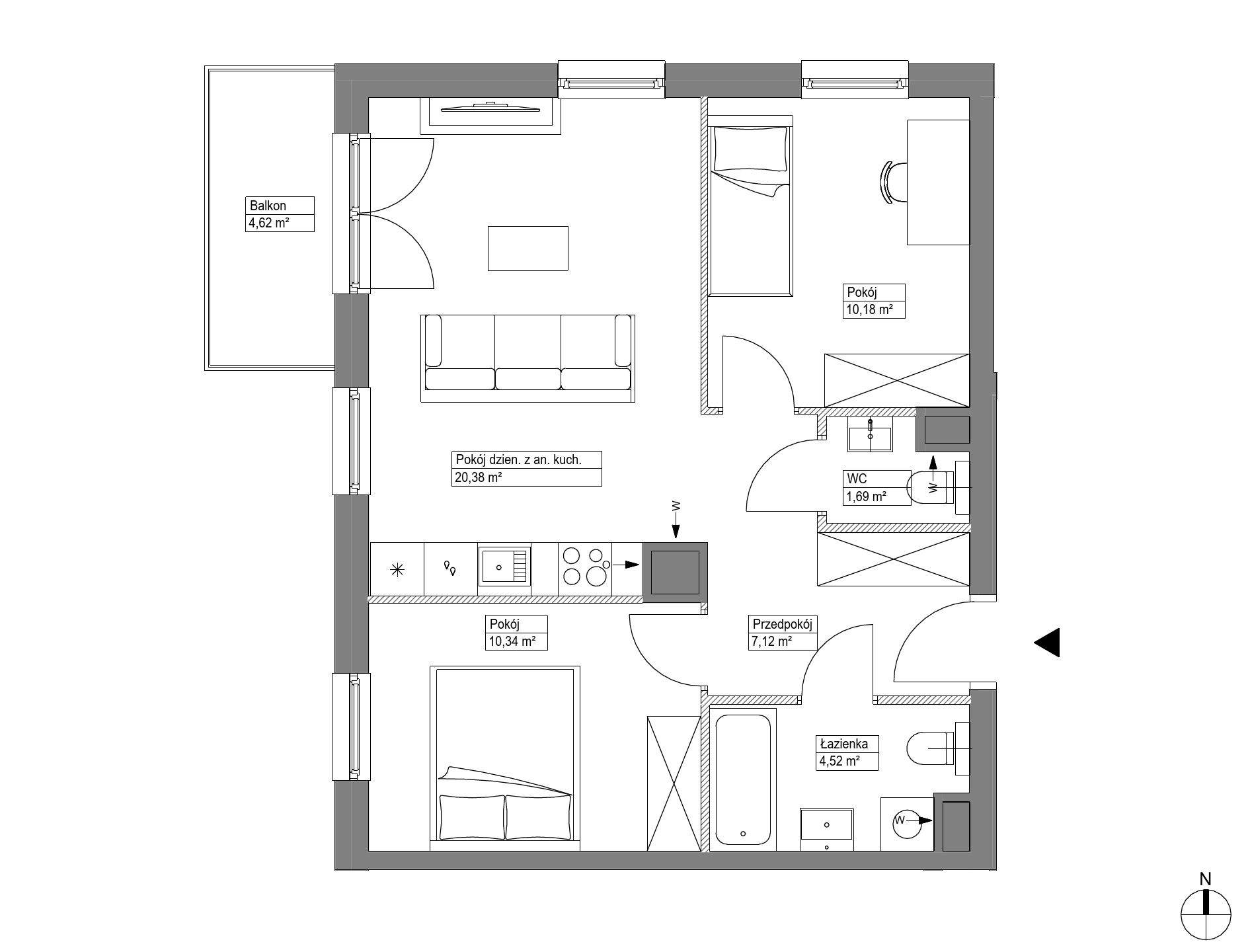 Plan 3 pok. 54m²