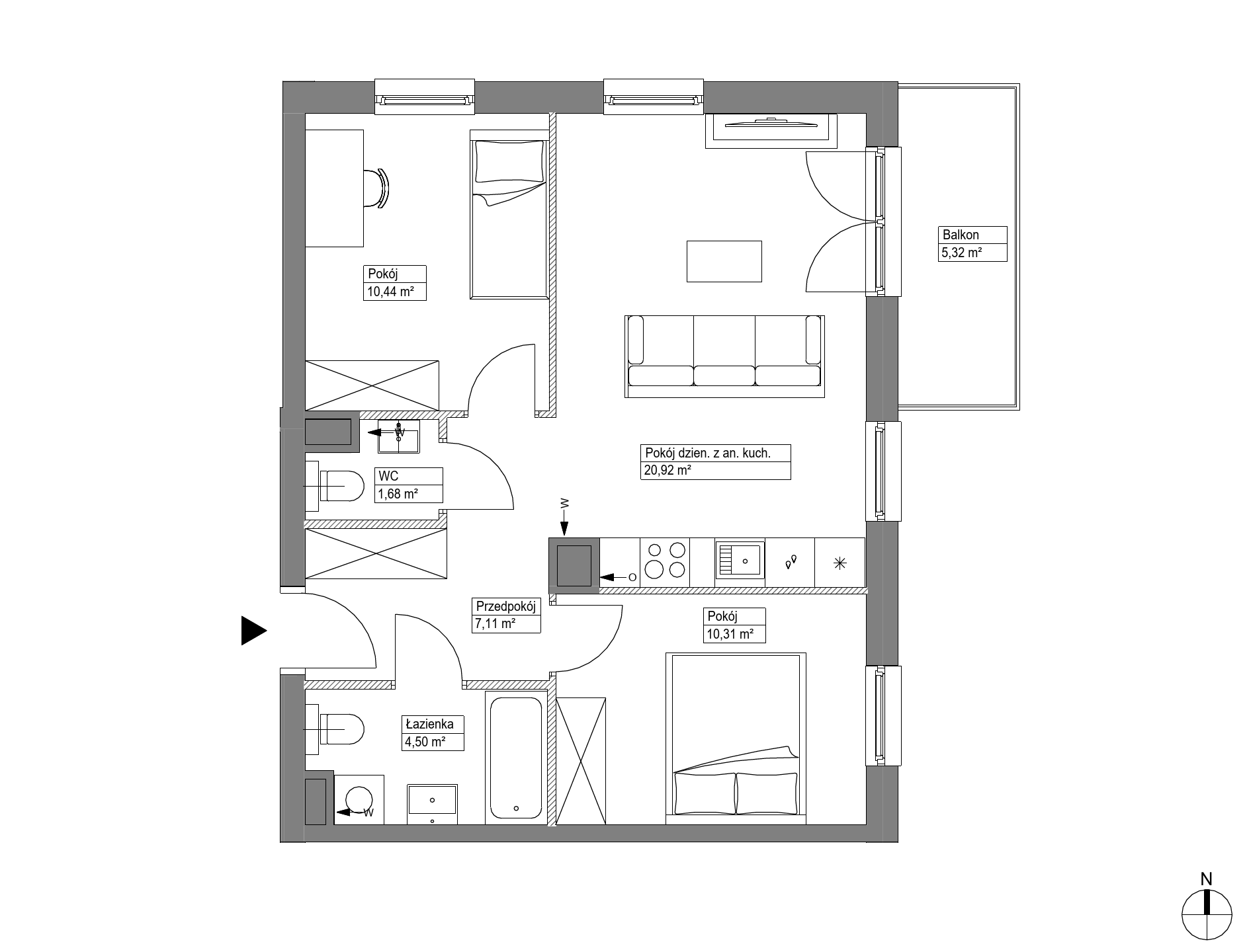 Plan 3 pok. 55m²