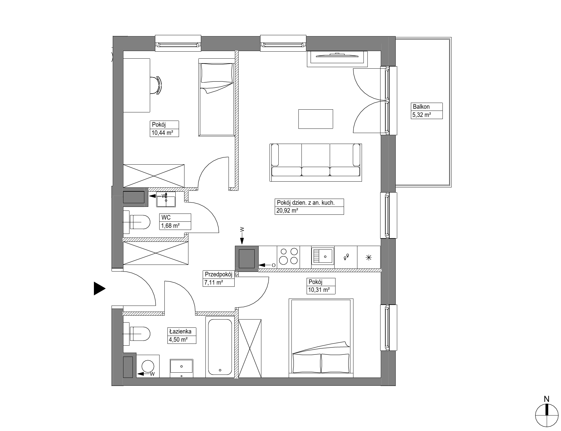 Plan 3 pok. 55m²
