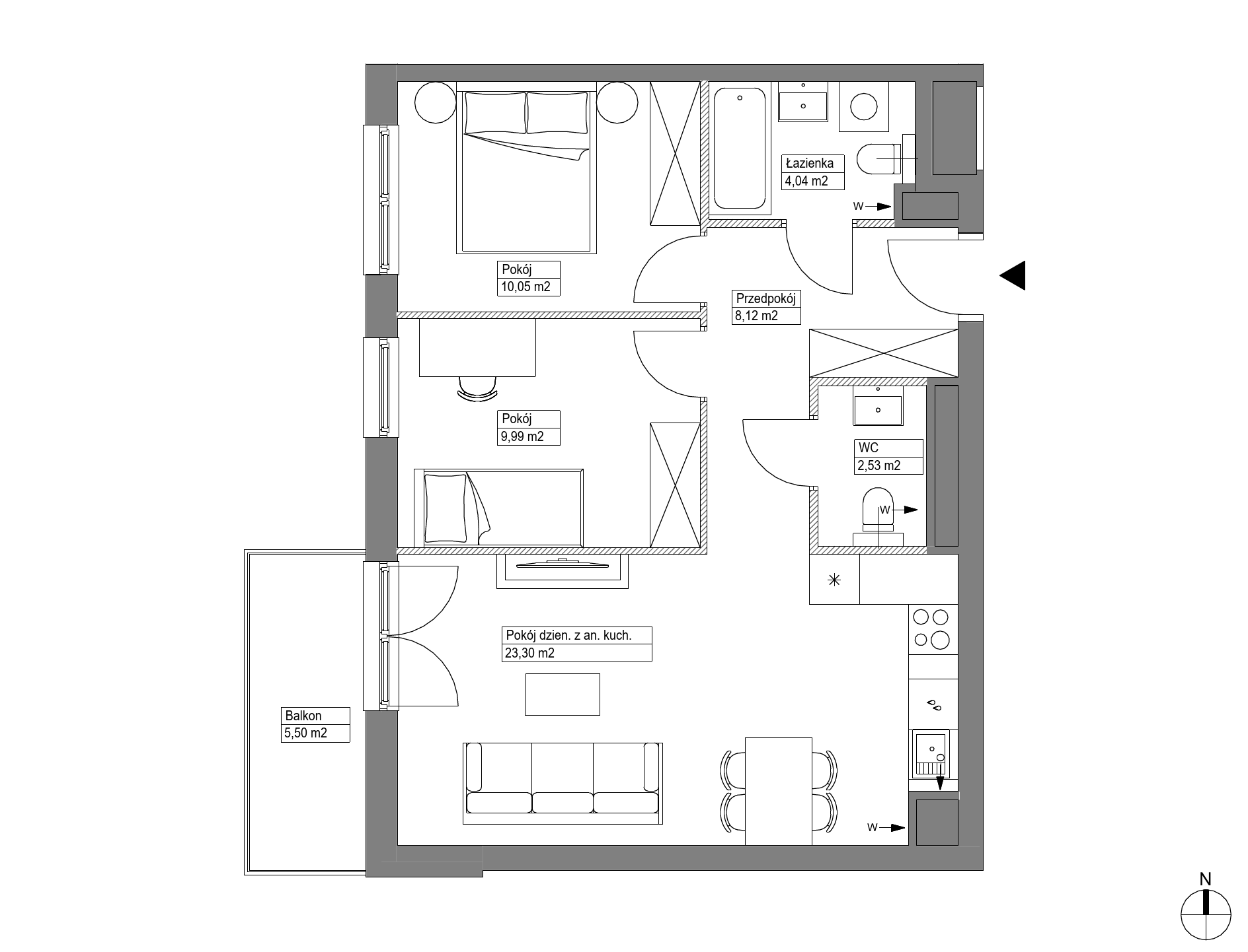 Plan 3 pok. 58m²