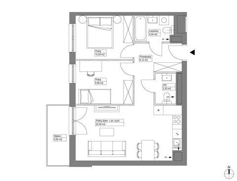 Plan 3 pok. 58m²