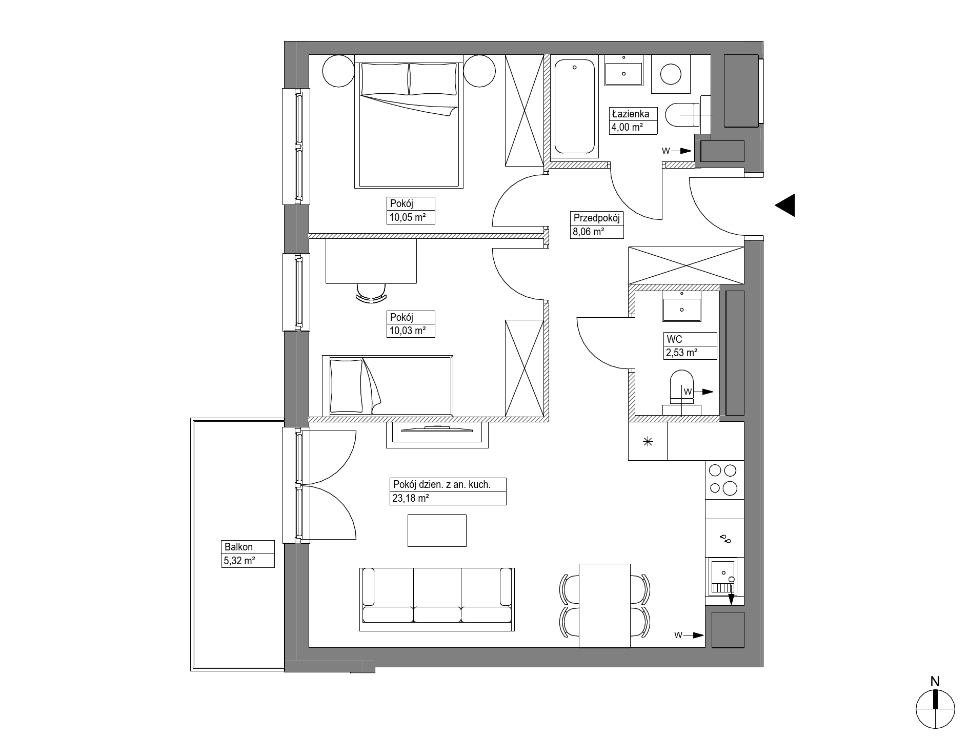 Plan 3 pok. 58m²