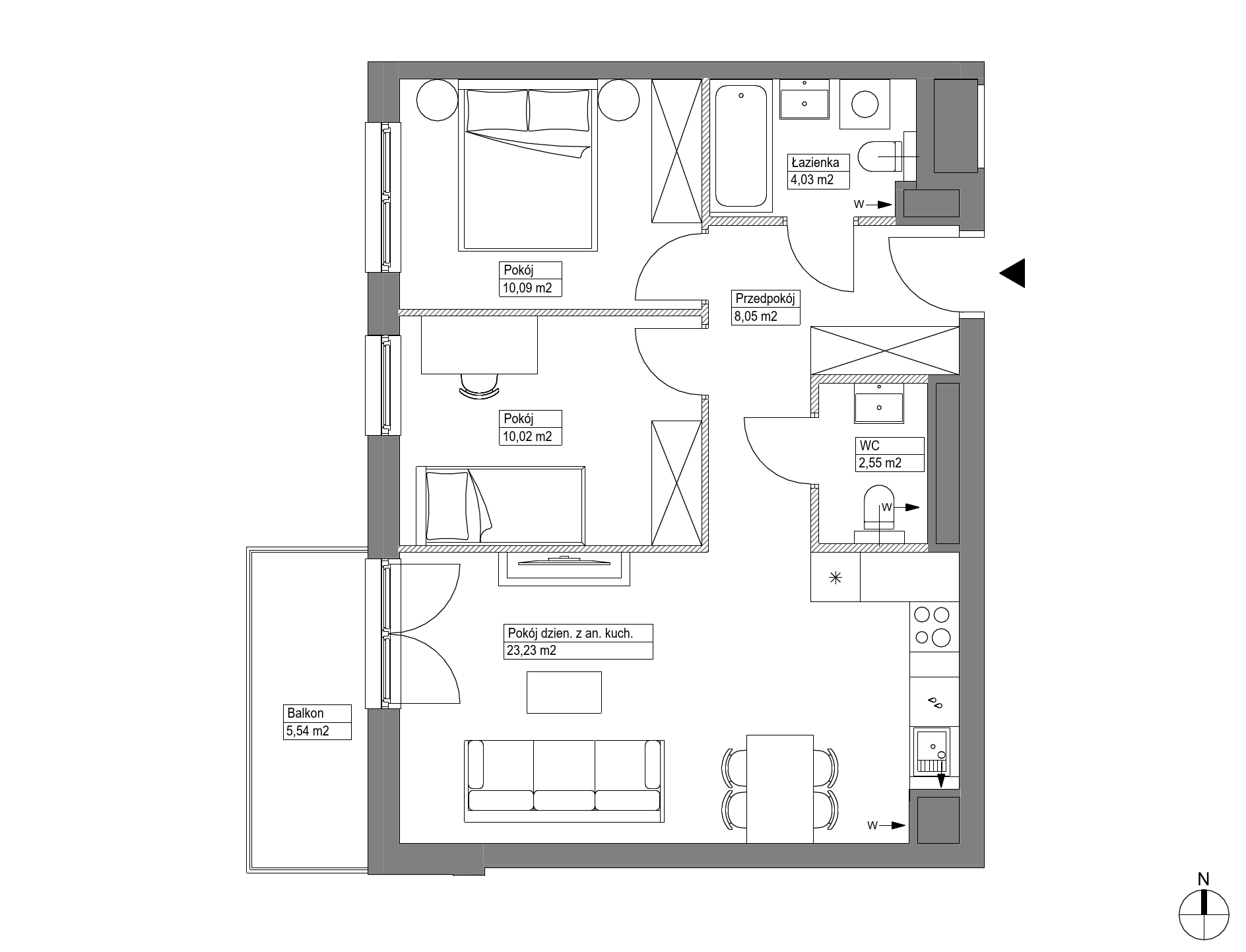 Plan 3 pok. 58m²