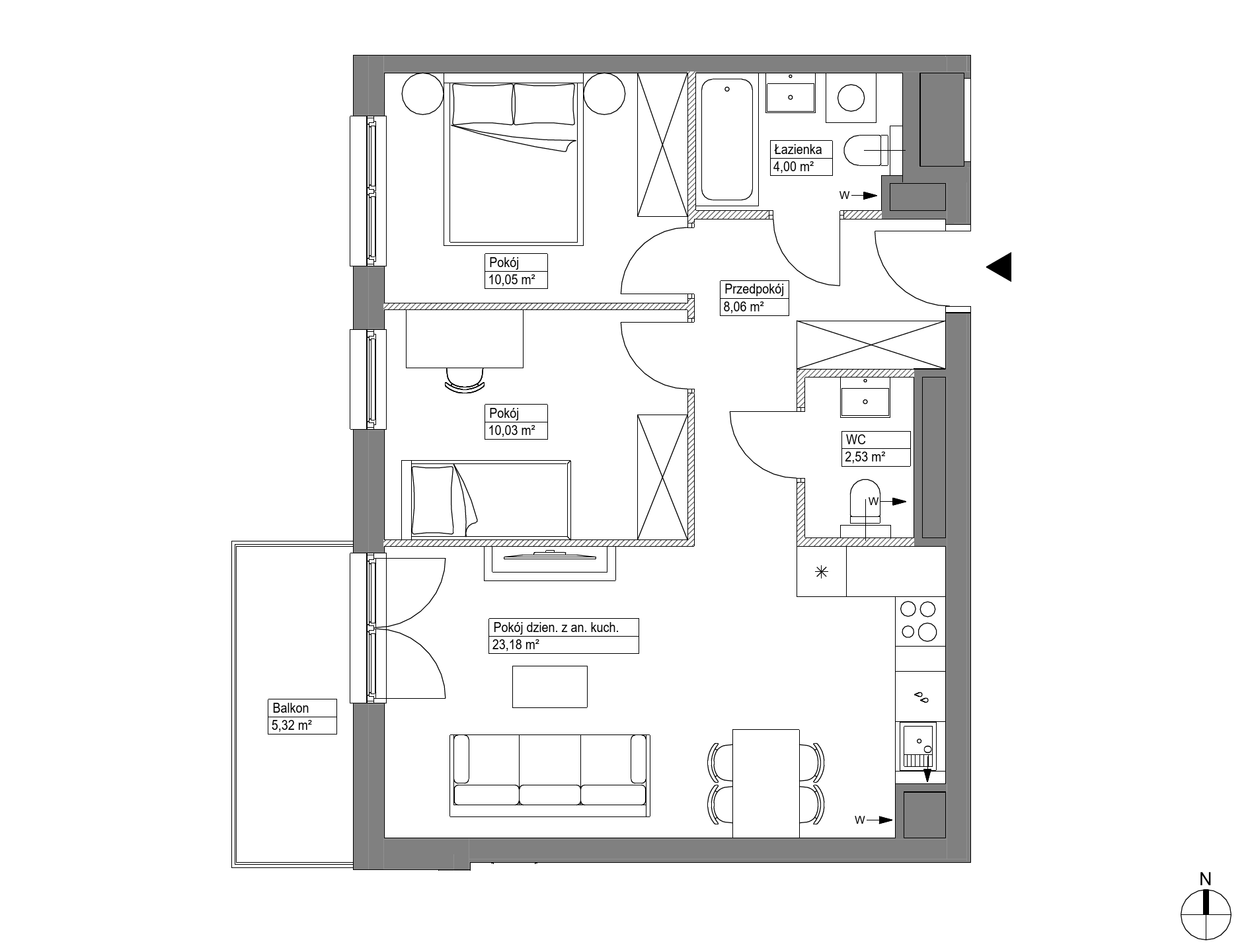 Plan 3 pok. 58m²