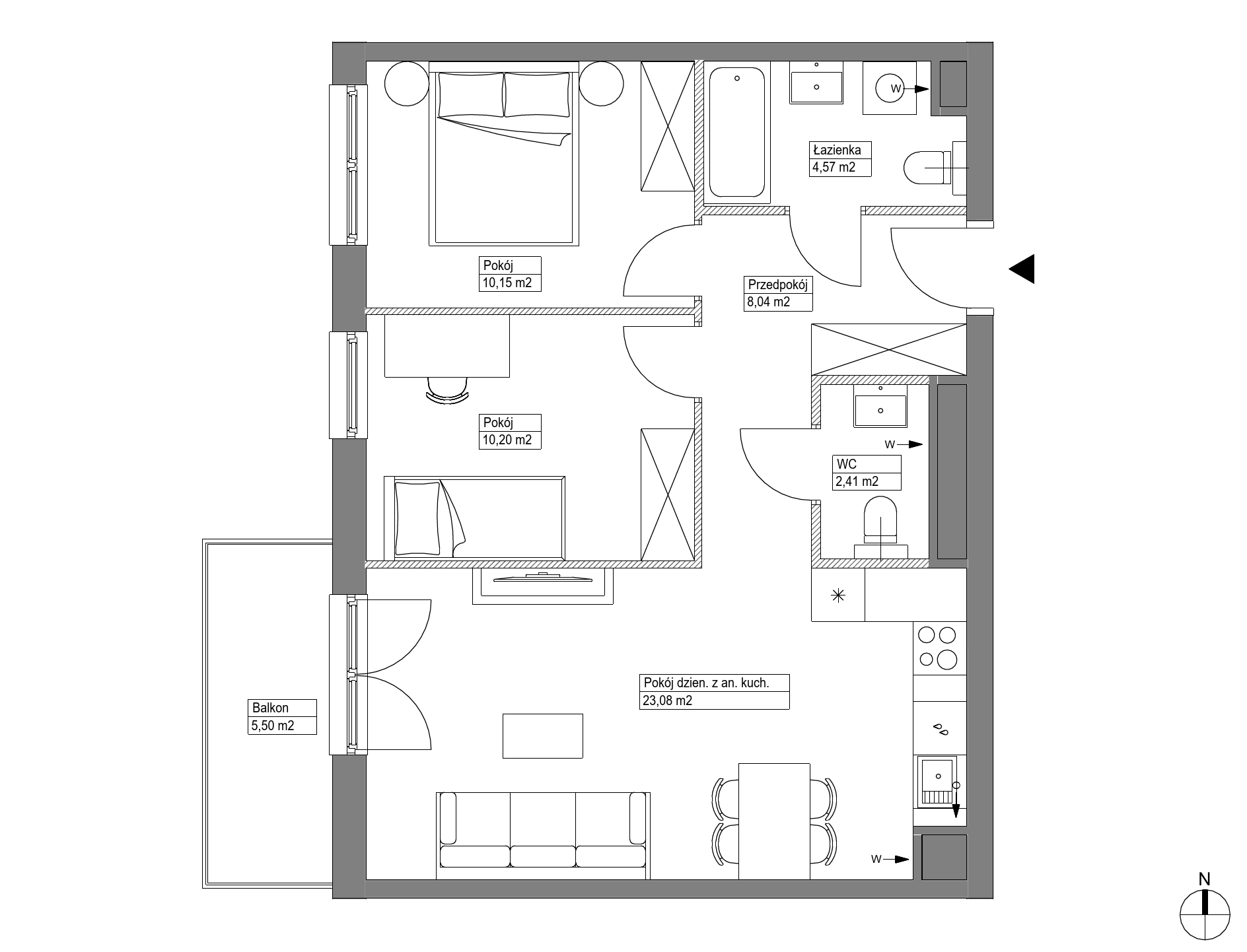 Plan 3 pok. 58m²