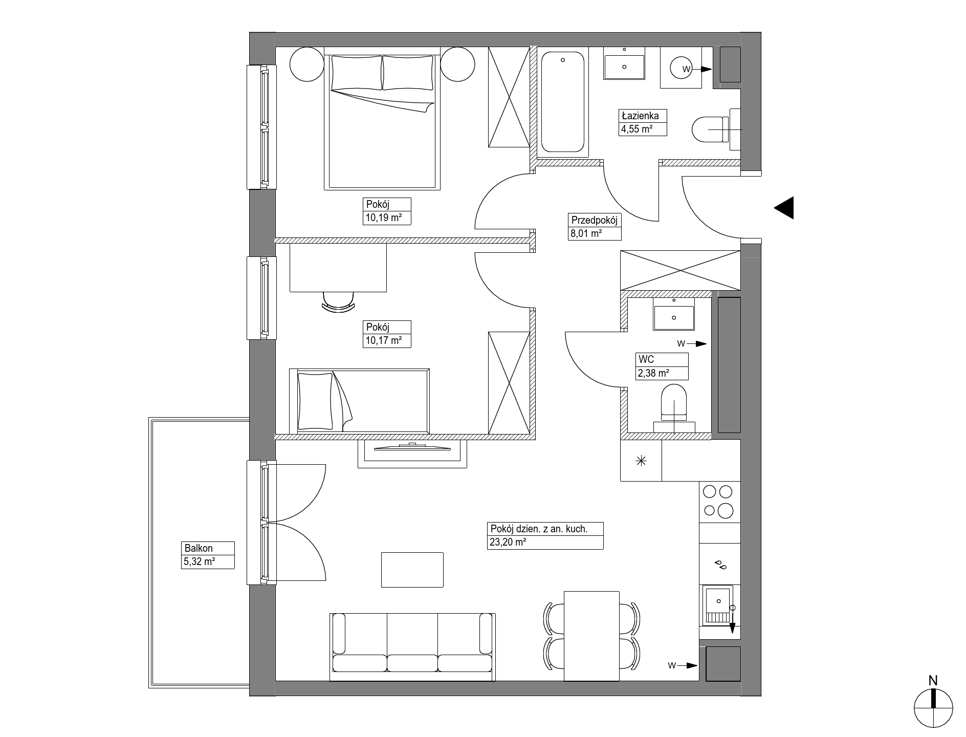 Plan 3 pok. 59m²