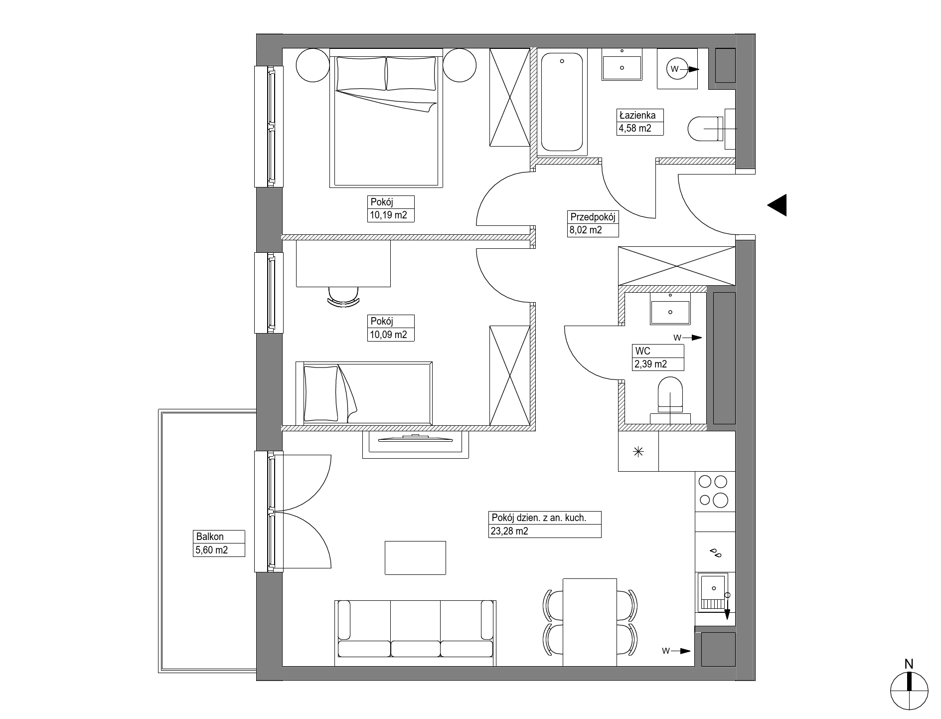 Plan 3 pok. 59m²