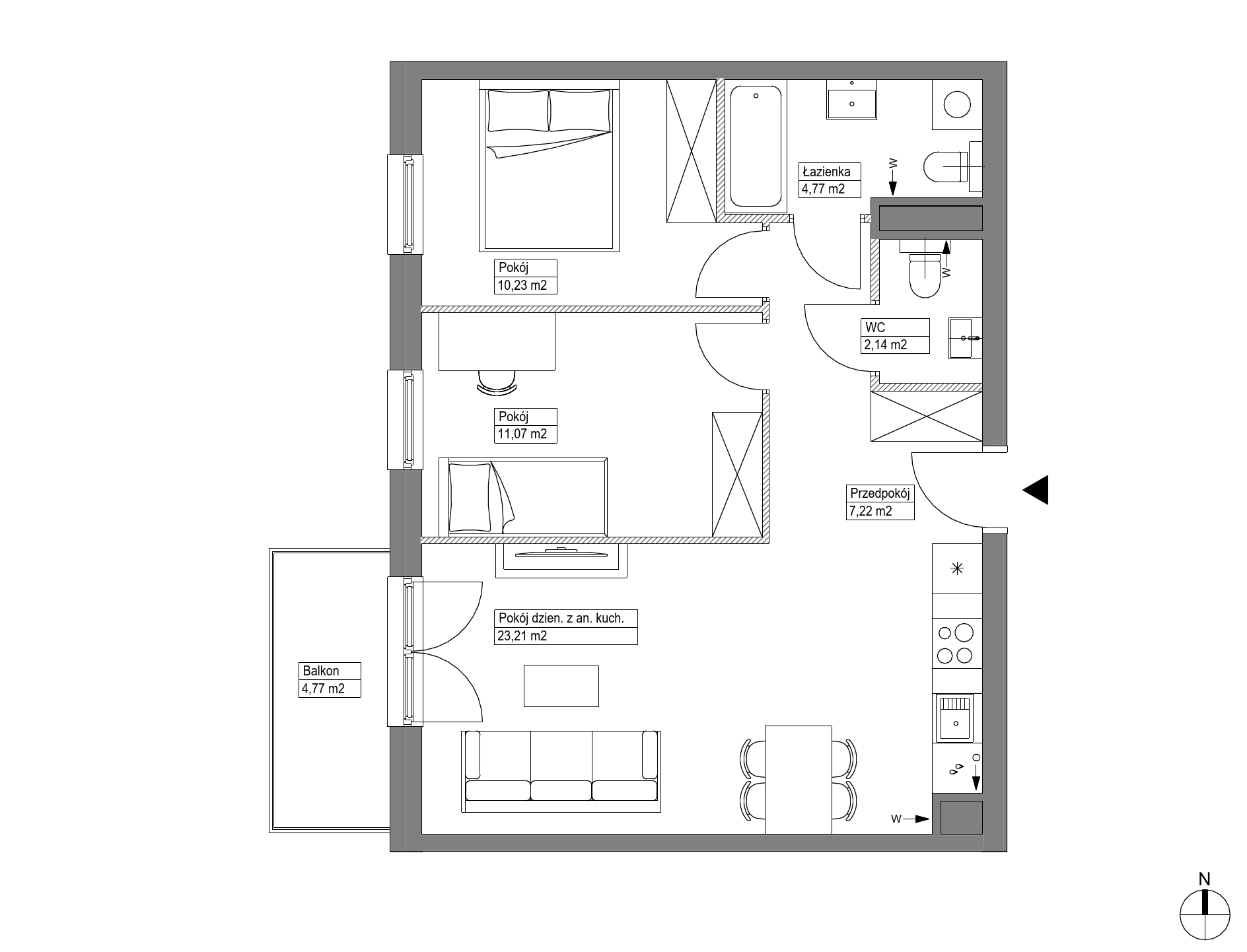Plan 3 pok. 59m²