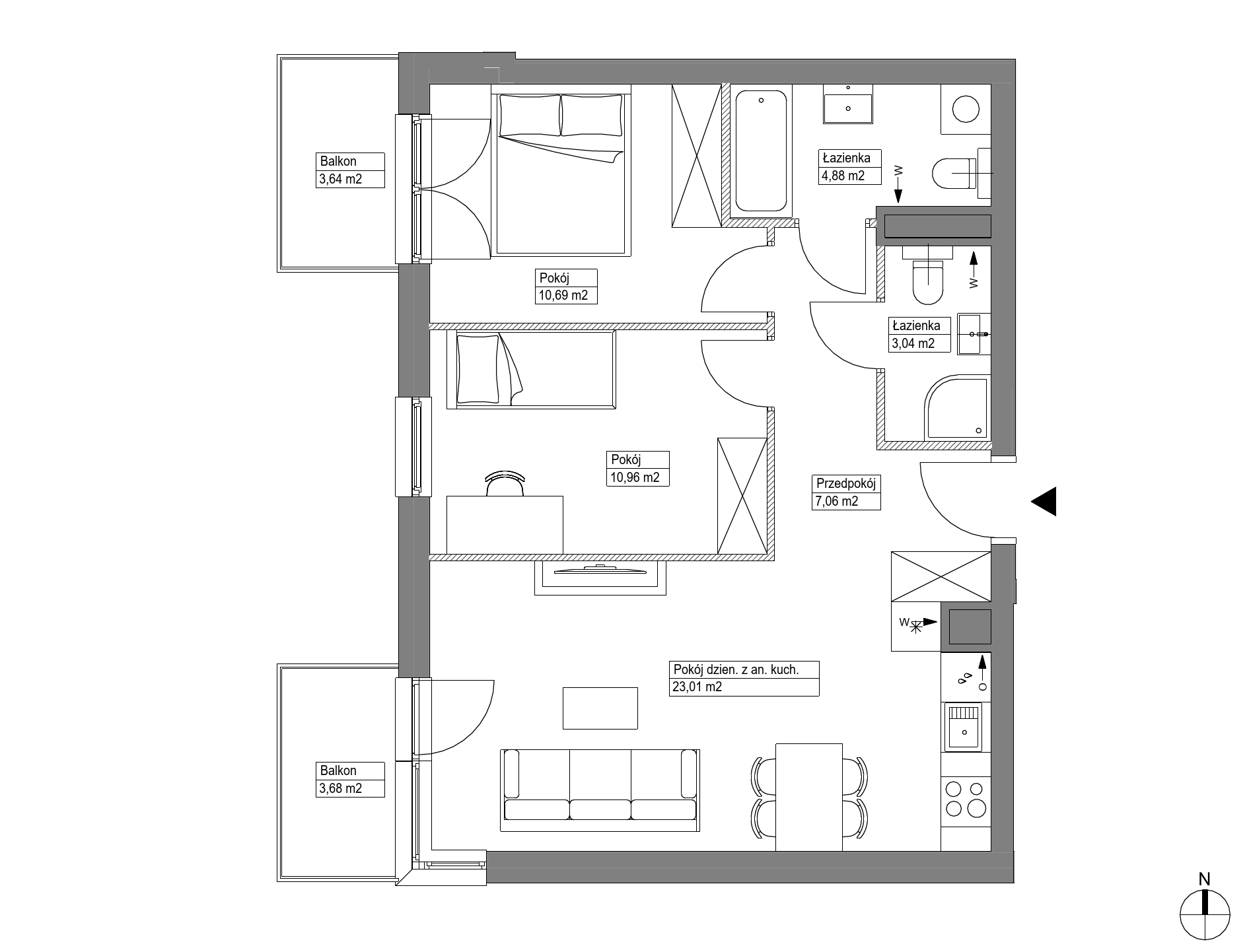 Plan 3 pok. 60m²