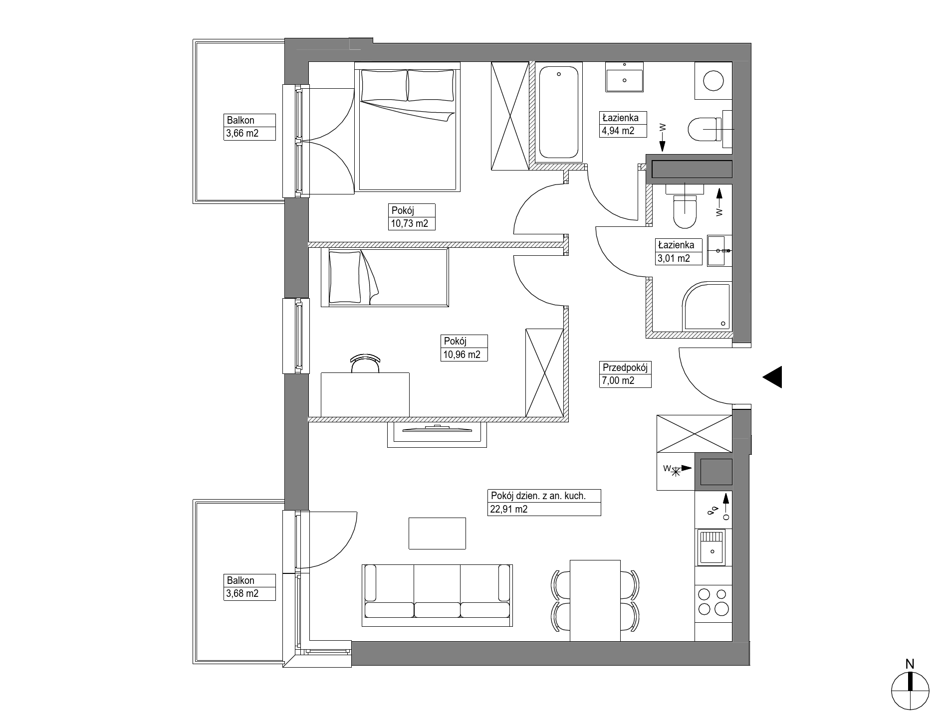 Plan 3 pok. 60m²