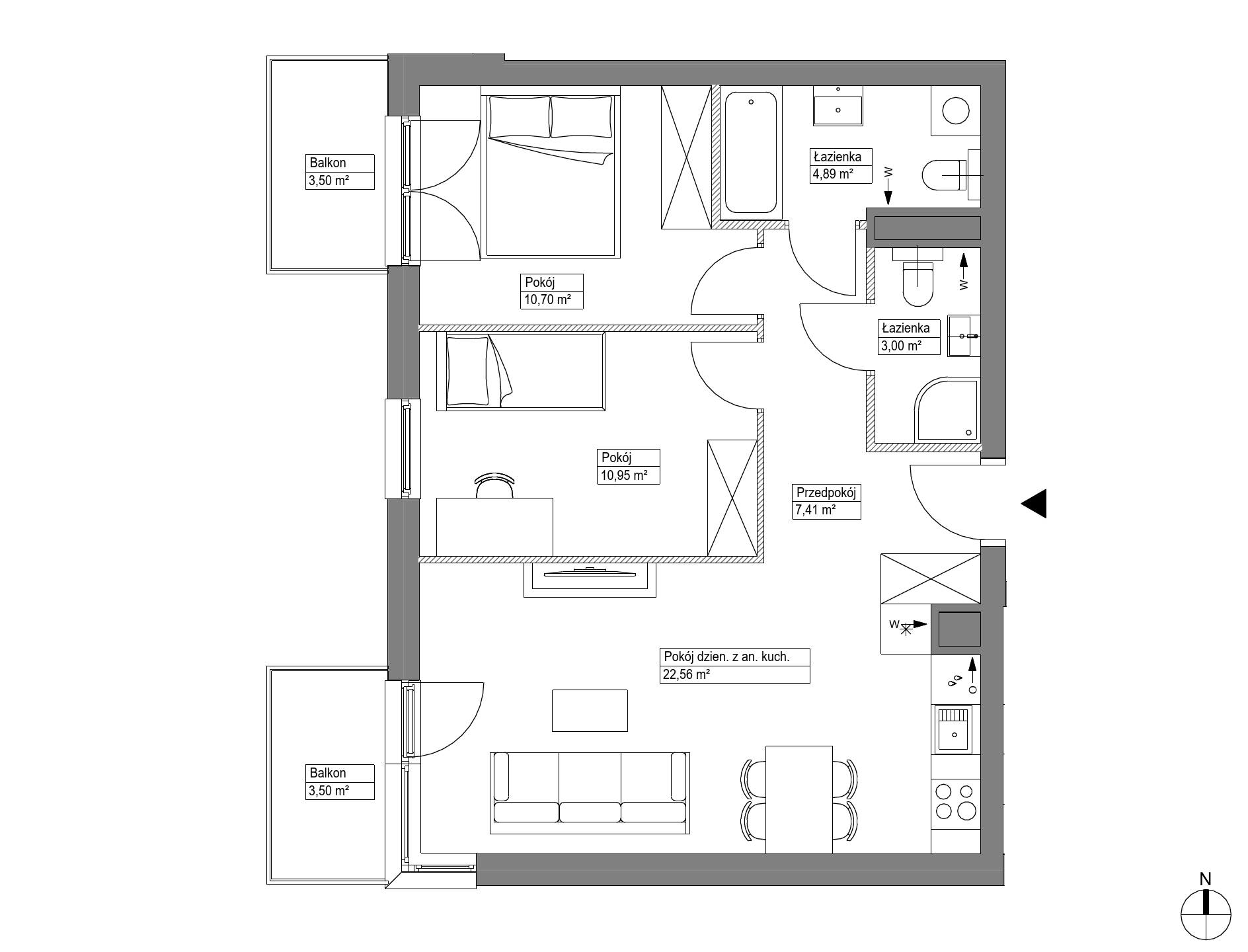Plan 3 pok. 60m²