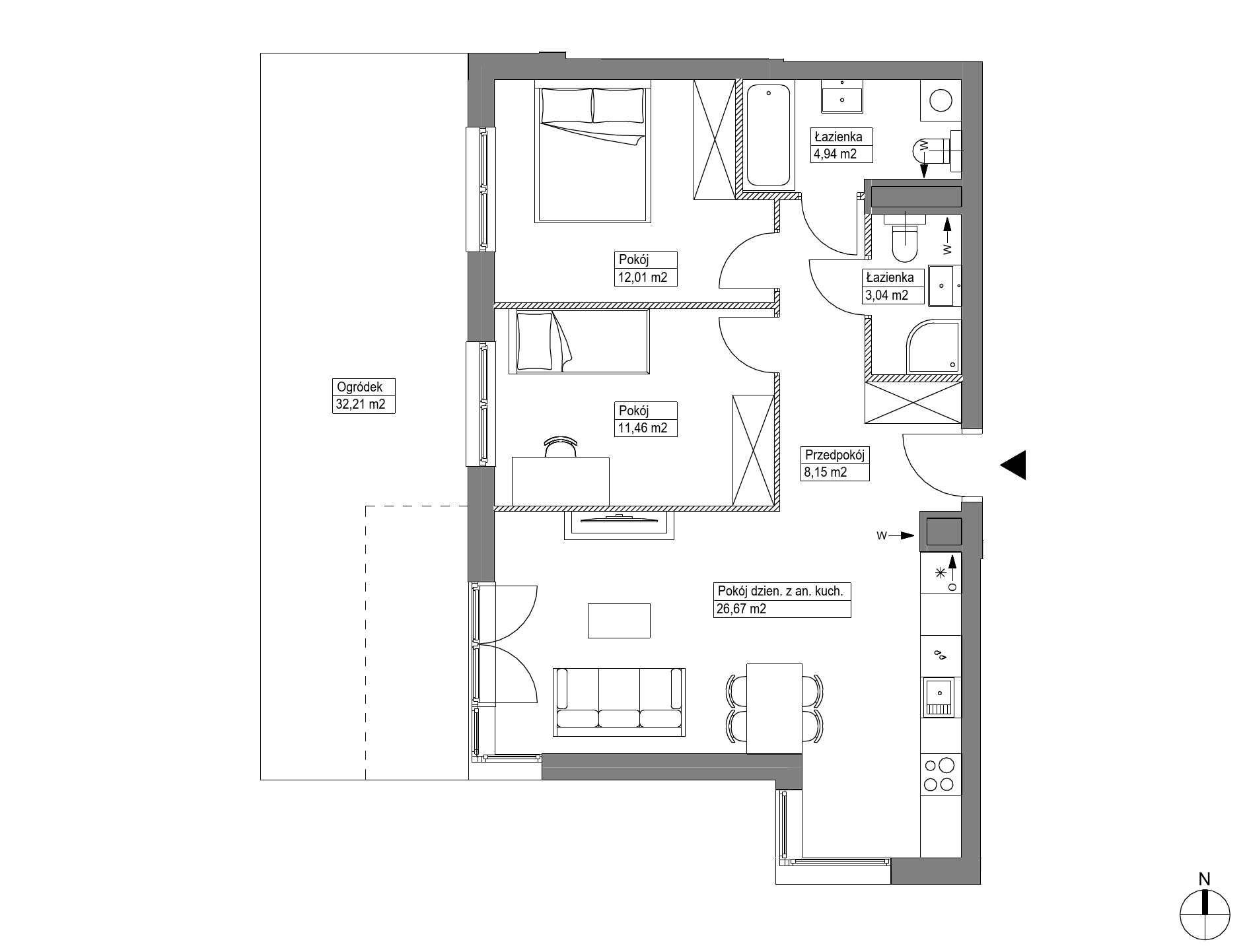 Plan 3 pok. 66m²