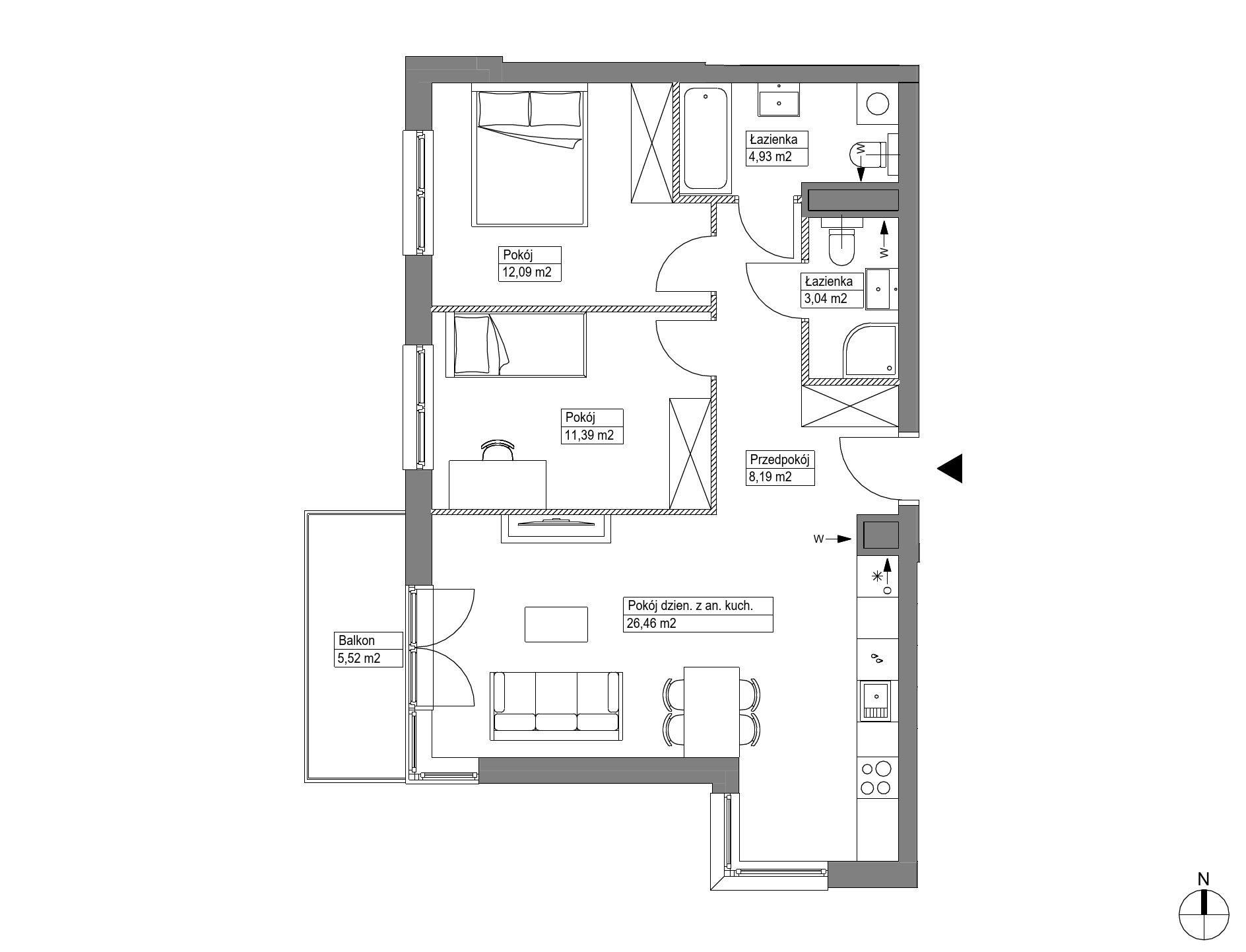 Plan 3 pok. 66m²