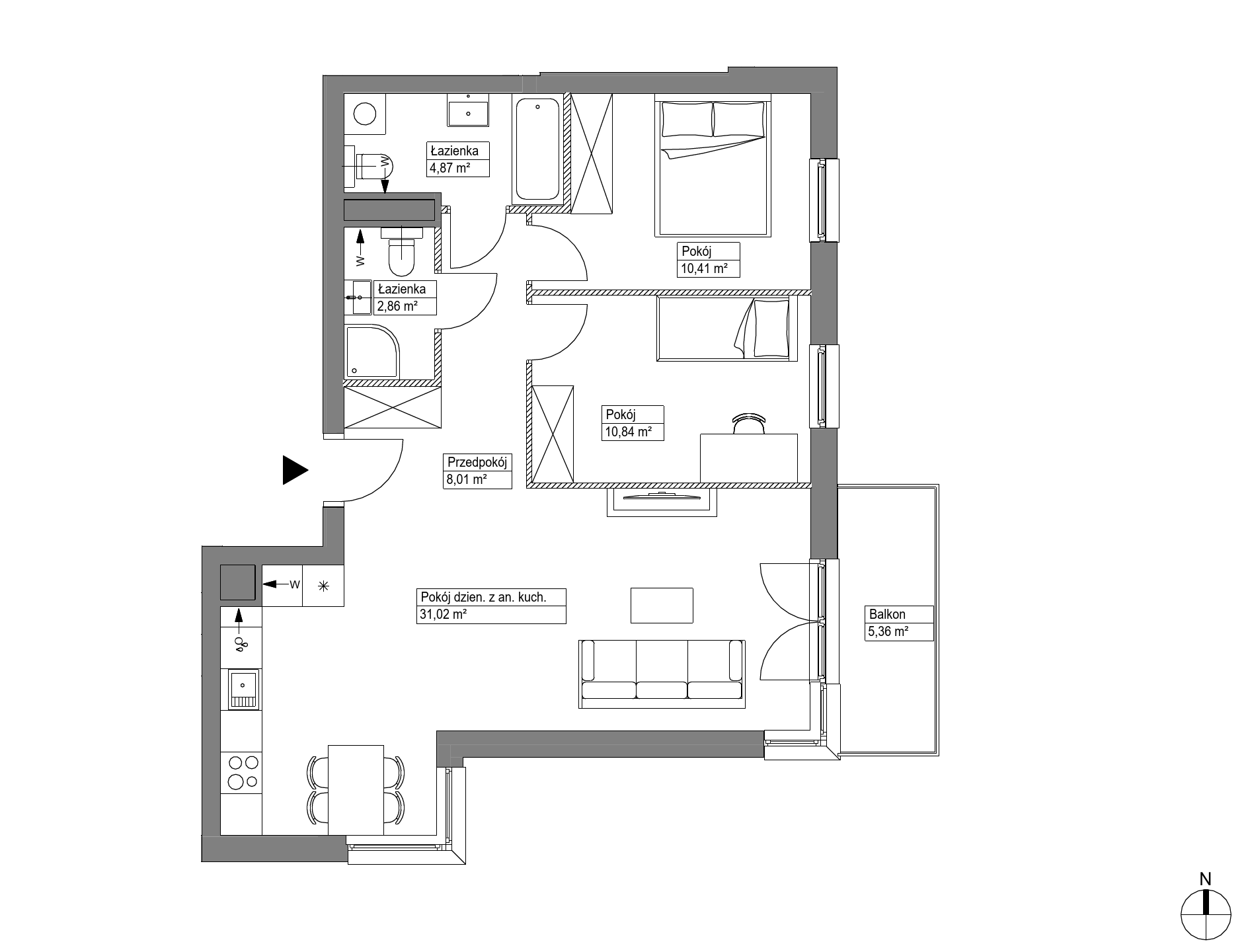 Plan 3 pok. 68m²