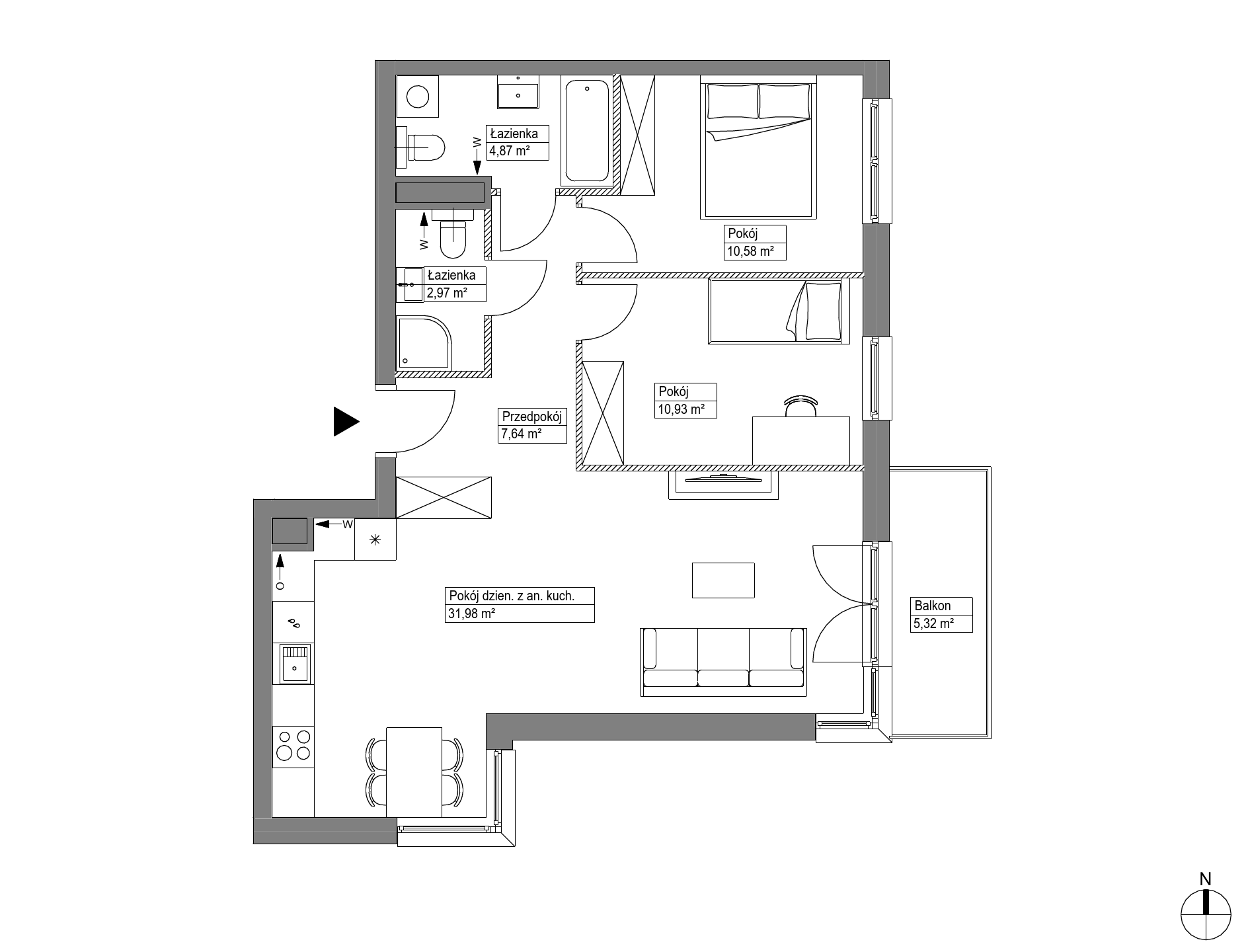 Plan 3 pok. 69m²
